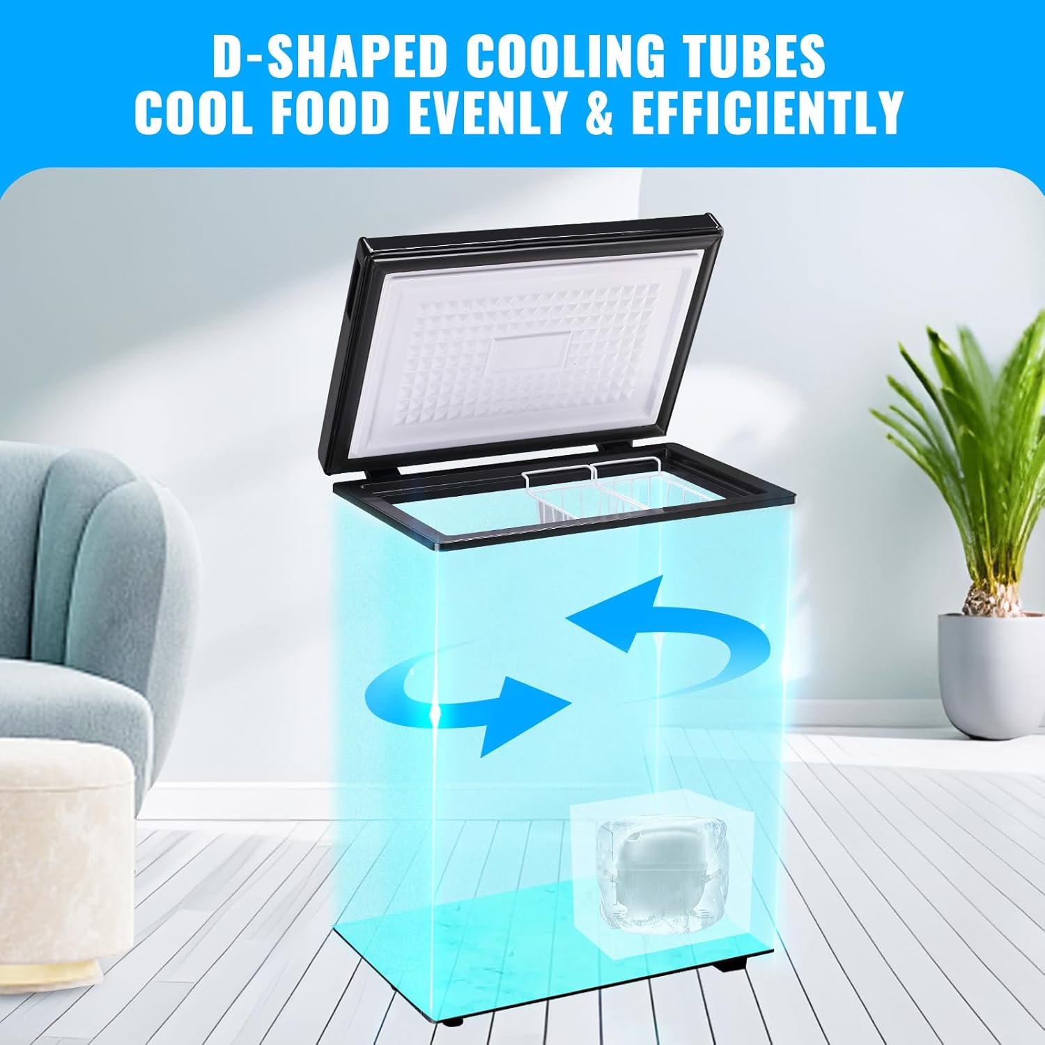 DEMULLER – Congelador de pecho de 3.5 pies cúbicos compacto con control electrónico de temperatura (preciso a 1 ), congelador pequeño independiente