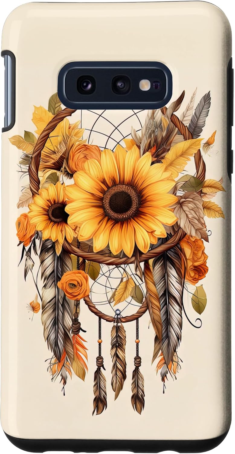 Galaxy S10e – Funda vintage con atrapasueños de girasol, estilo bohemio, atrapasueños para niña y mujer