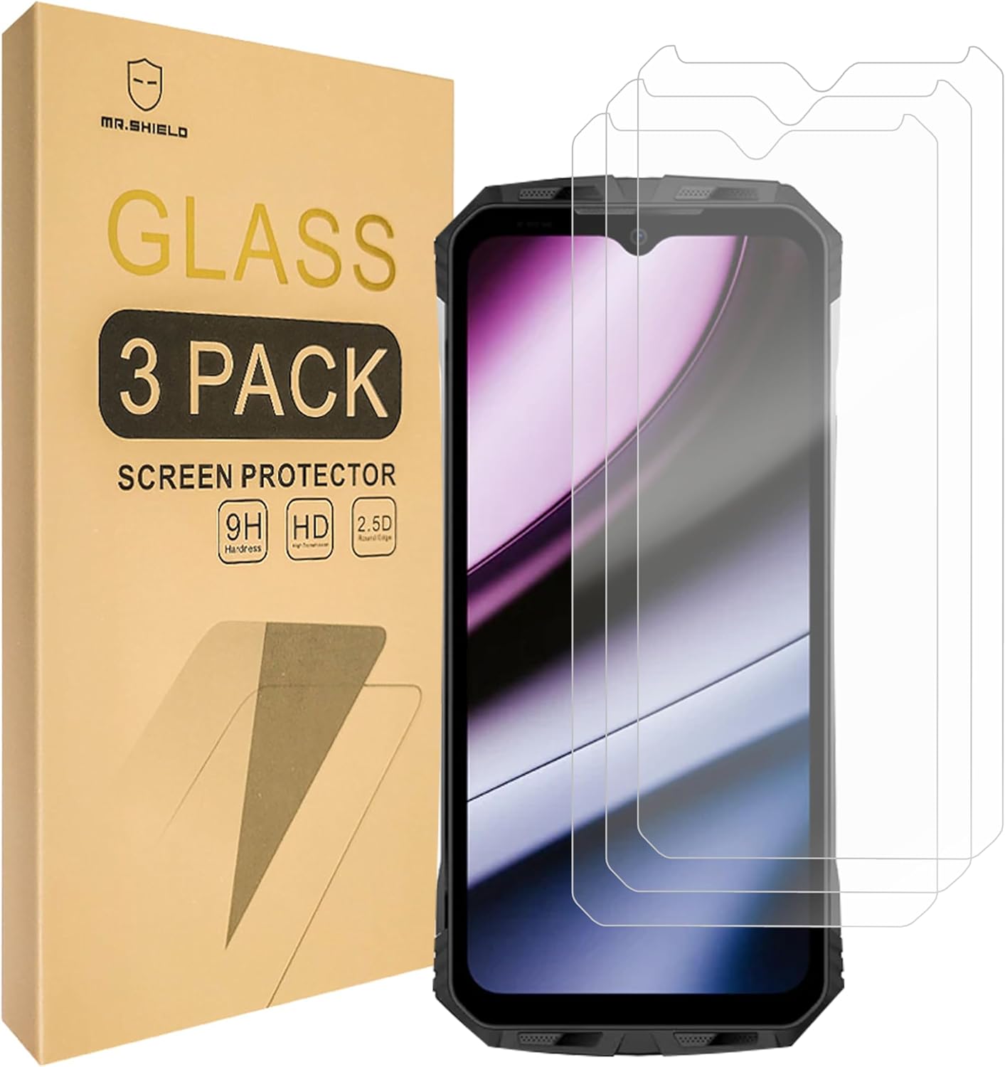 Mr.Shield Paquete de 3 Protector de pantalla para Doogee S110 vidrio templado Vidrio japonés con dureza 9H Protector de pantalla