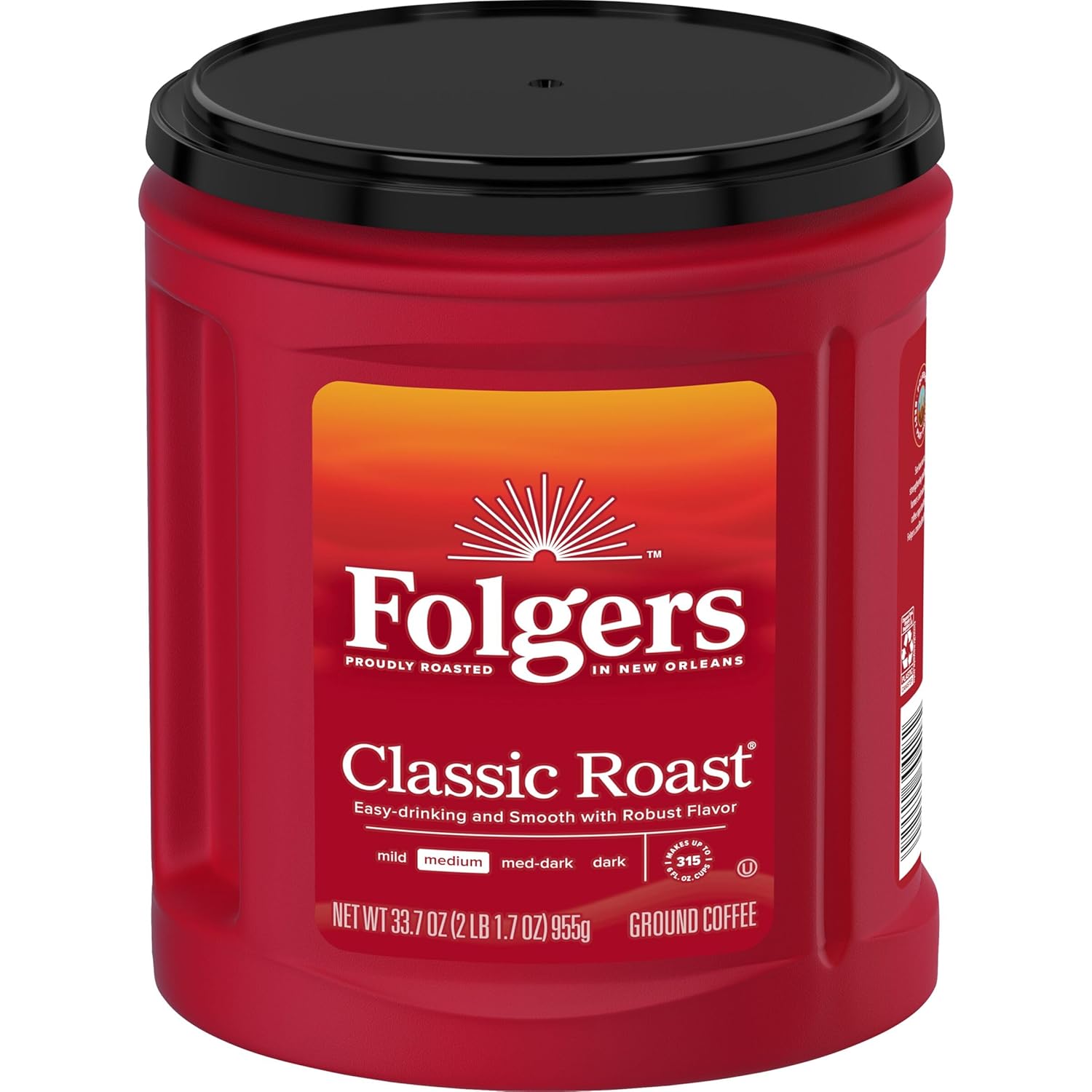 Folgers Café molido tostado medio clásico, 33.7 onzas (paquete de 6)
