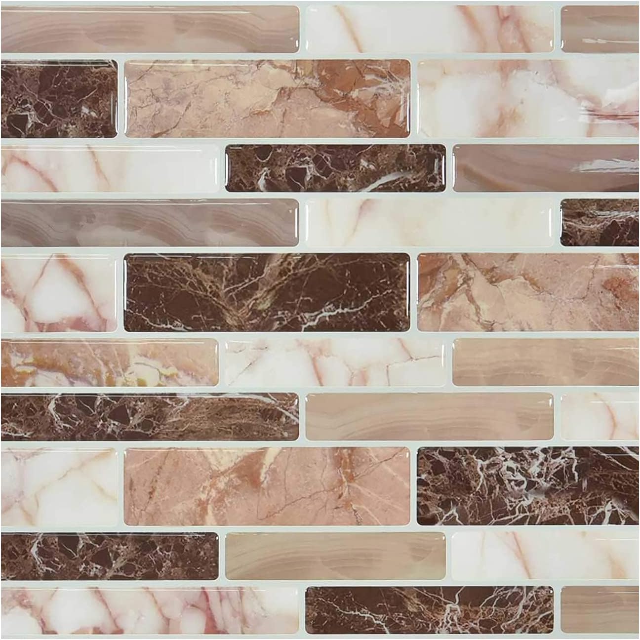 TUNKENCE 10 hojas de azulejos autoadhesivos 3D para cocina y baño, azulejos autoadhesivos 3D para baño, cocina, bordes de azulejos de pared
