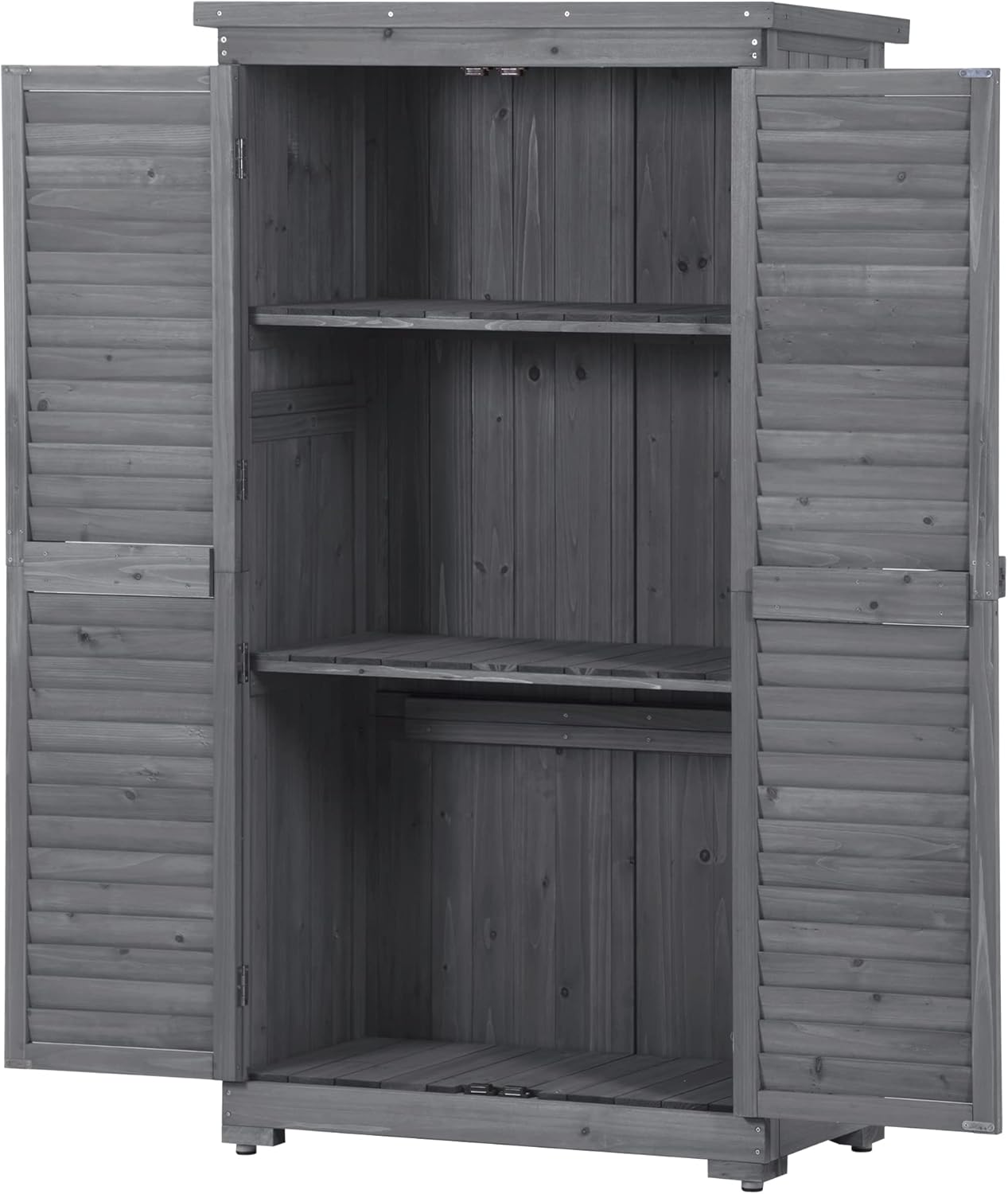 Cobertizo de almacenamiento de madera para exteriores de 2.85 x 1.5 pies con puerta con cerradura, cobertizo de herramientas de almacenamiento de
