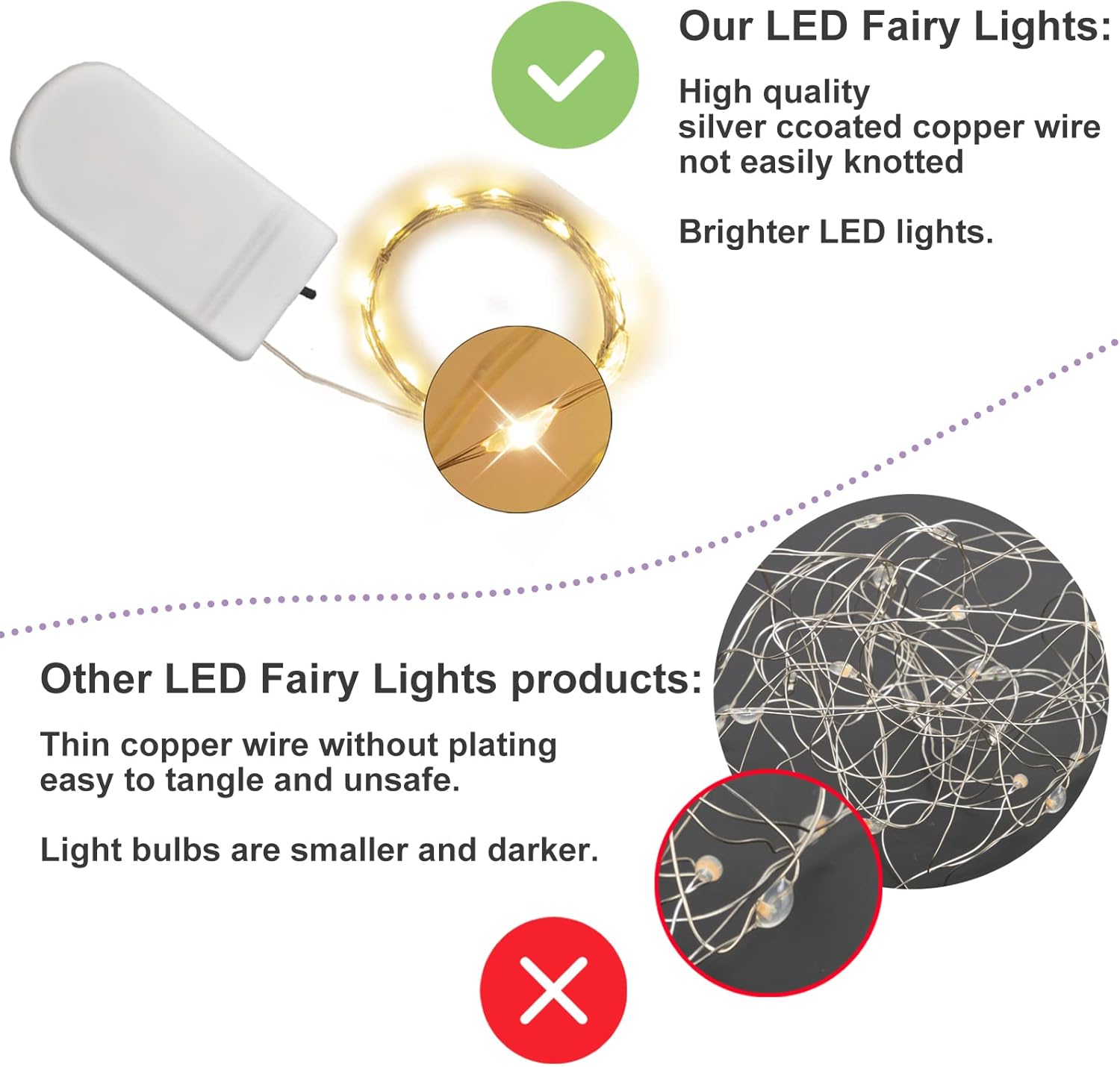 Paquete de 6 luces de hadas a pilas, 7 pies, 20 luces LED de tarro de masón, impermeables, alambre plateado, luciérnagas, bricolaje, fiesta, boda,