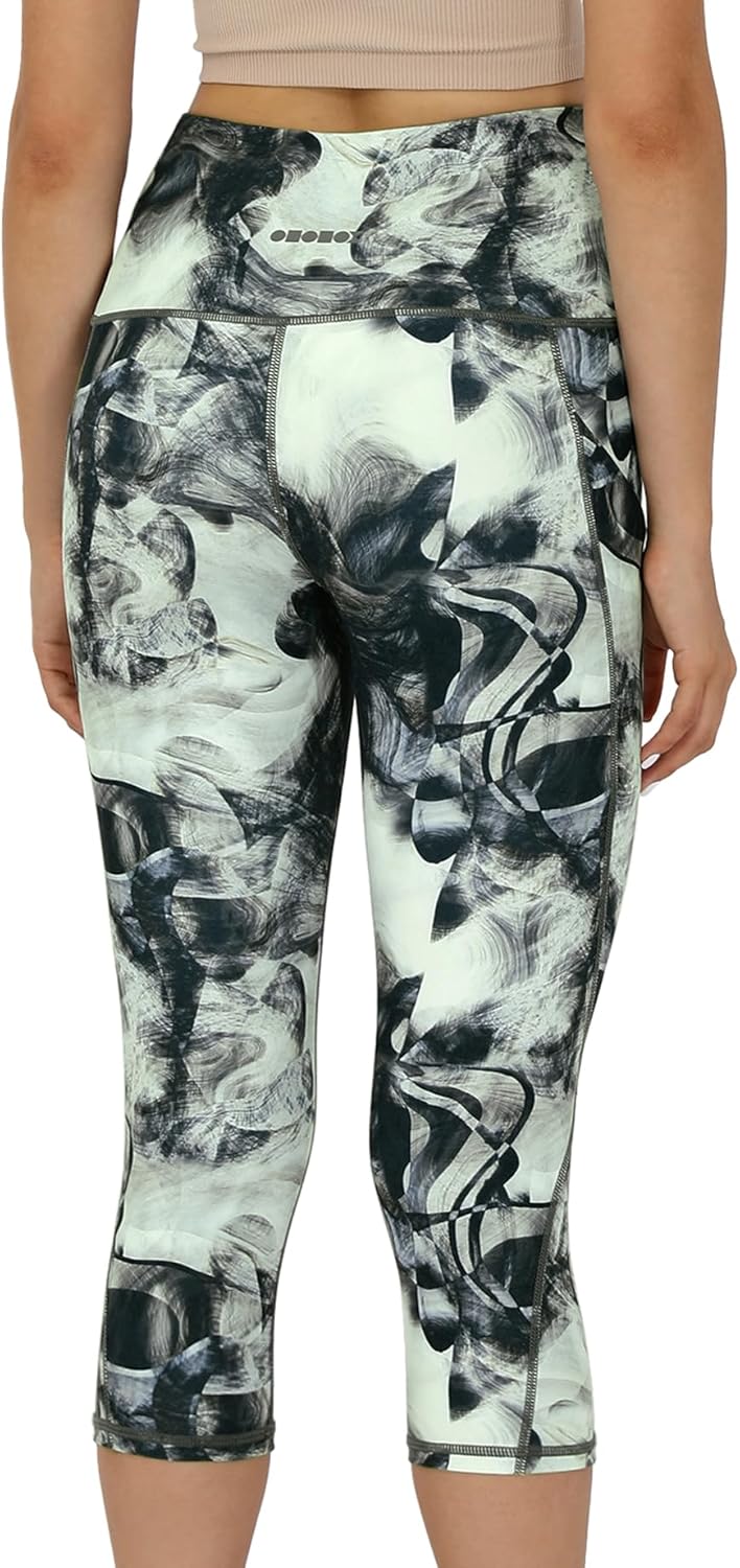 ODODOS Capris de yoga de cintura alta para mujer con bolsillos, control de abdomen, no se transparentan, para entrenamiento, atletismo, correr,