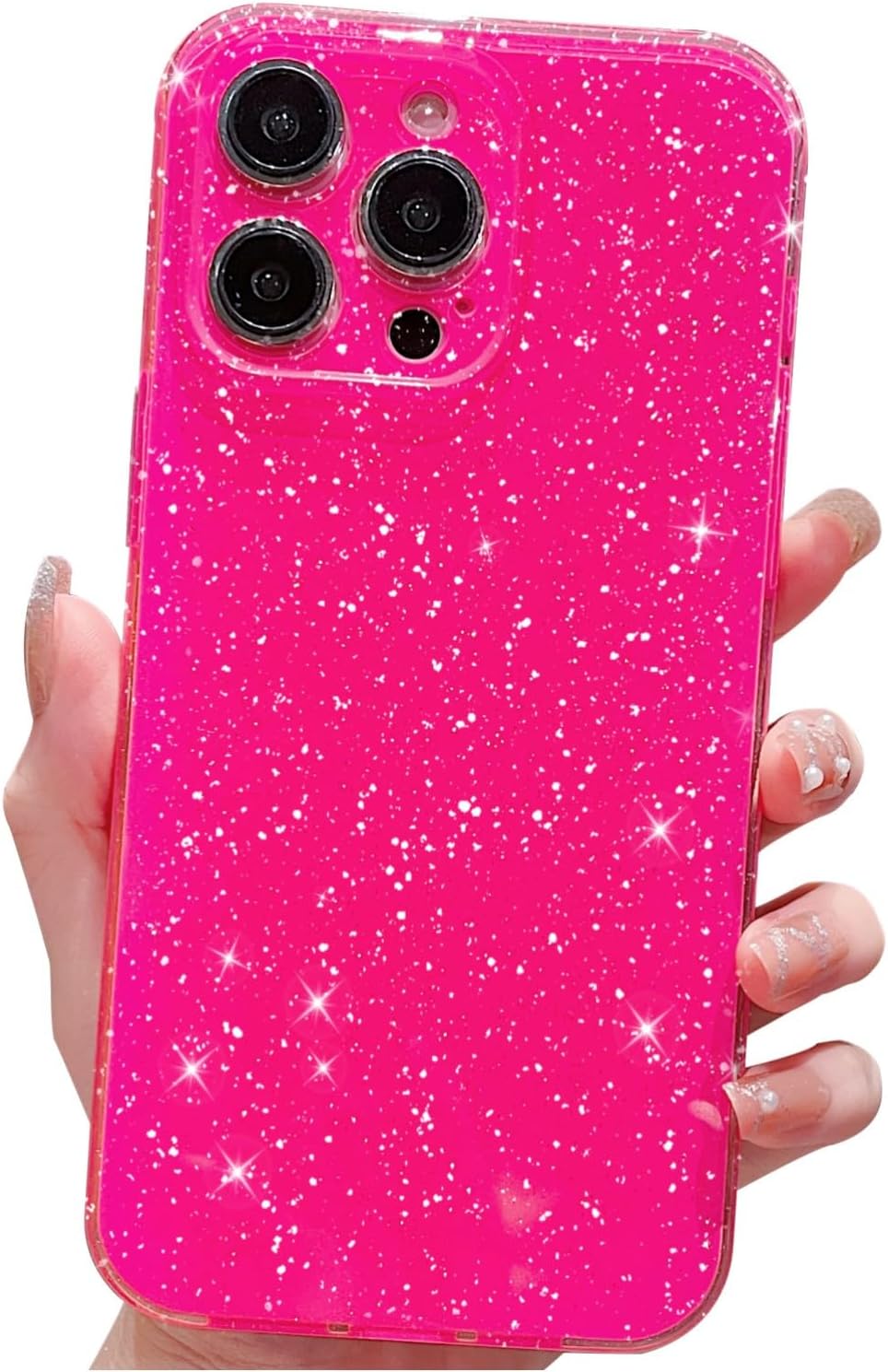 Finyosee Funda compatible con iPhone 14 Pro de 6.1 pulgadas, bonito color neón brillante, con purpurina, delgada, delgada, a prueba de golpes, funda