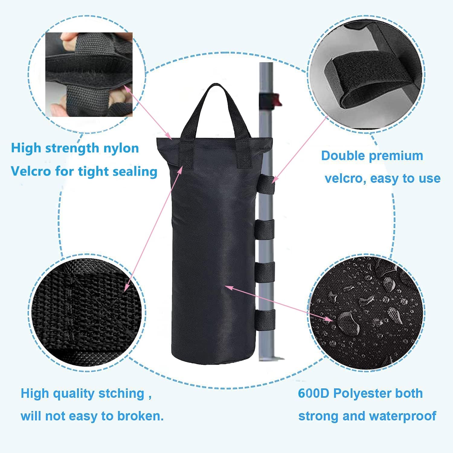 Bolsas de peso resistentes para toldo desplegable, pesos para patas de toldo, bolsas de arena para refugio solar al aire libre, toldo o sombrilla de