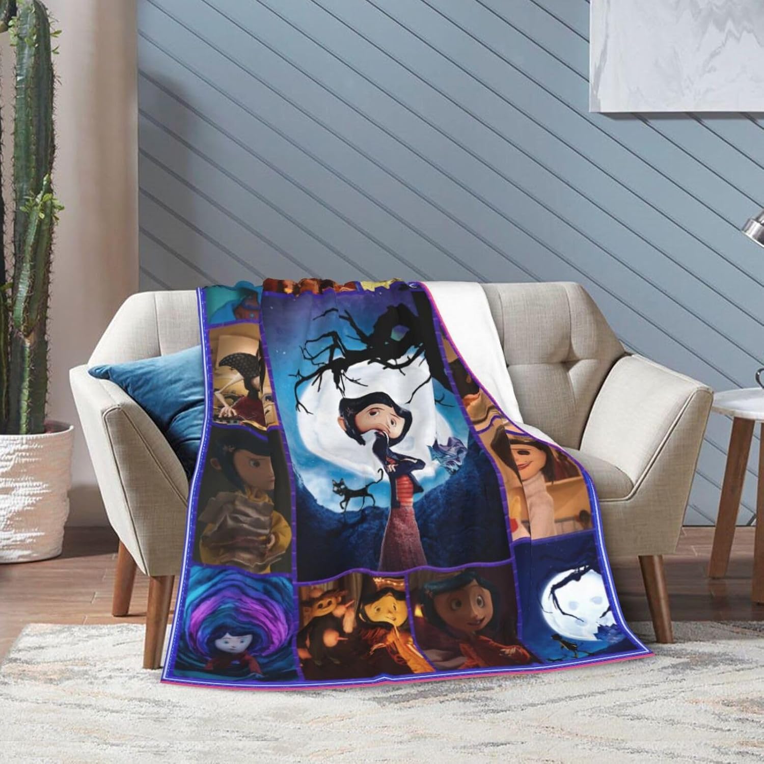 Manta con estampado de película de animación de dibujos animados, 60 x 50 pulgadas, suave y ligera, manta de aire acondicionado, oficina, sofá,