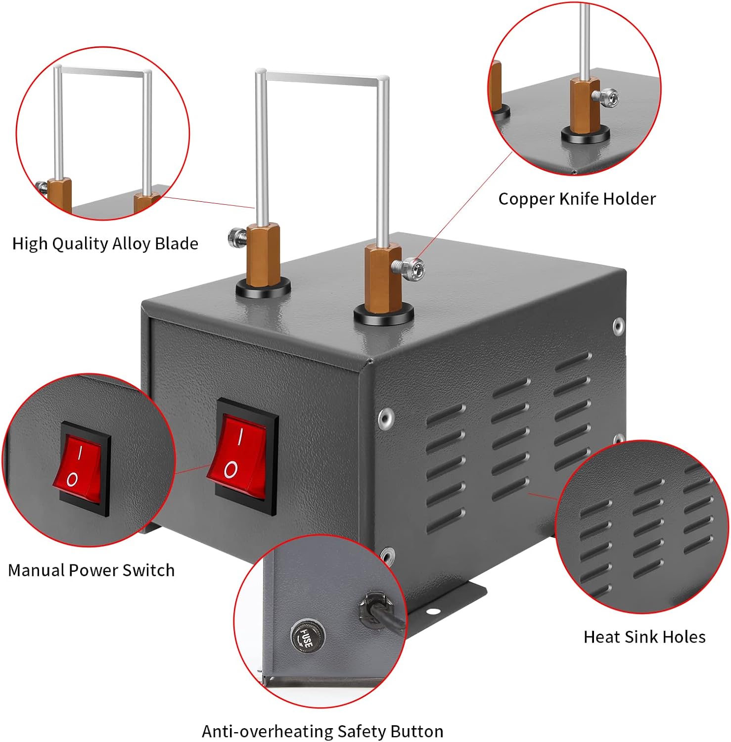 RONGTER Cortador de cuerda eléctrico sellador térmico  Cuchilla térmica para cortar trenzas, telas, cinchas, correas y cintas  Kit de herramientas