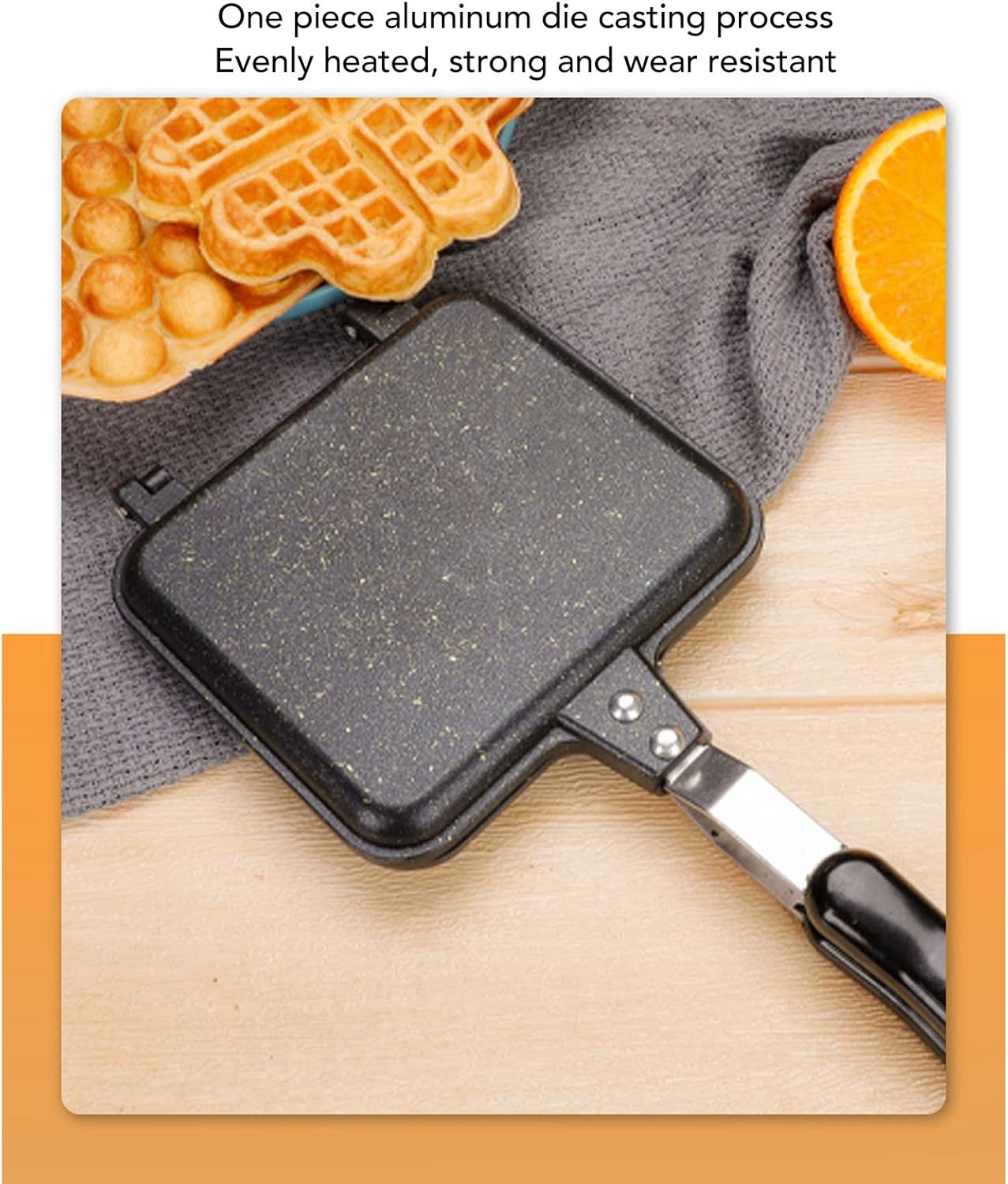 Sandwichera de hierro fundido, sartén desmontable para sándwiches de doble cara, sartén antiadherente para huevos y pan tostados