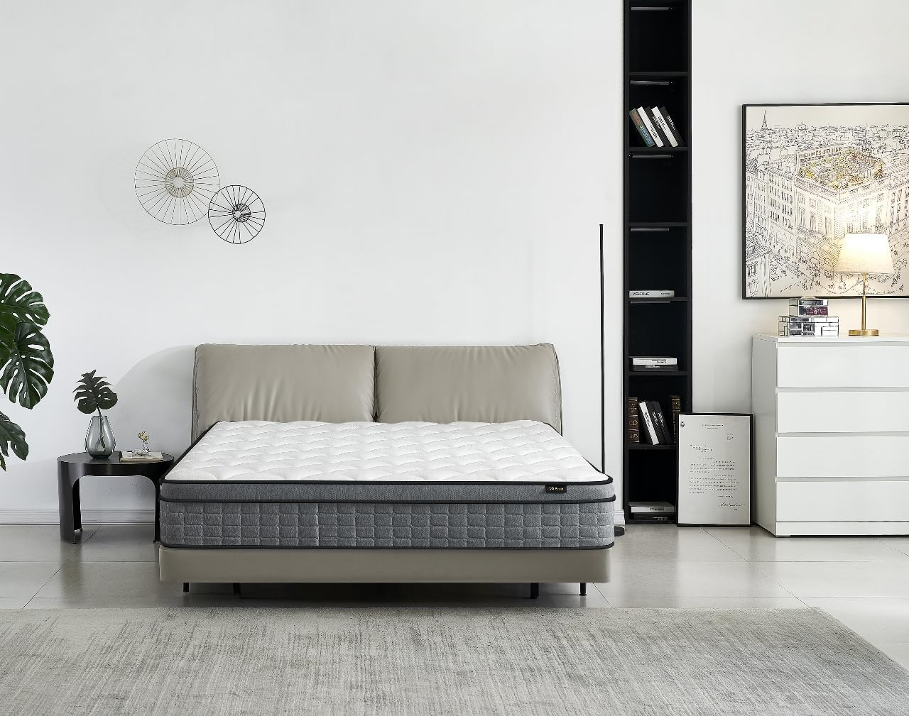 Container Furniture Direct Colchón híbrido tamaño Queen de 12 pulgadas en una caja, cojín de cama con espuma viscoelástica con infusión de gel,
