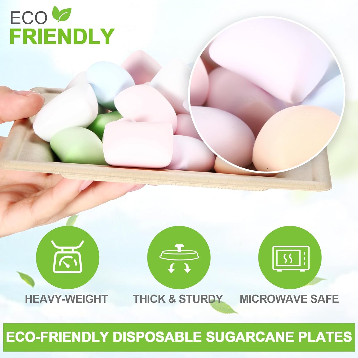 Zhehao Paquete de 300 platos cuadrados de papel desechables resistentes, platos cuadrados elegantes de caña de azúcar, platos de fiesta para