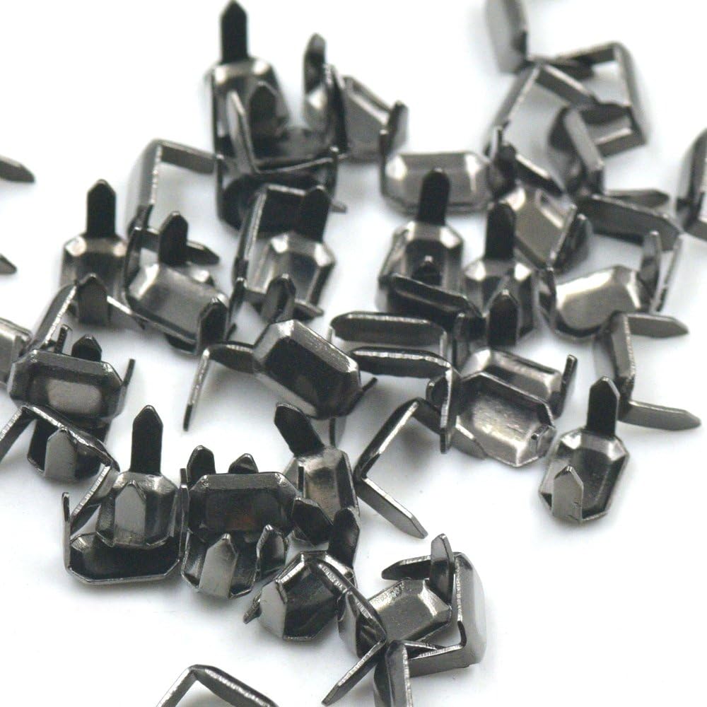 Bluemoona 100 piezas de latón grapas de cuero de 0.315 in para cinturón, sujetador, conector de artesanía en cuero, negro plomizo
