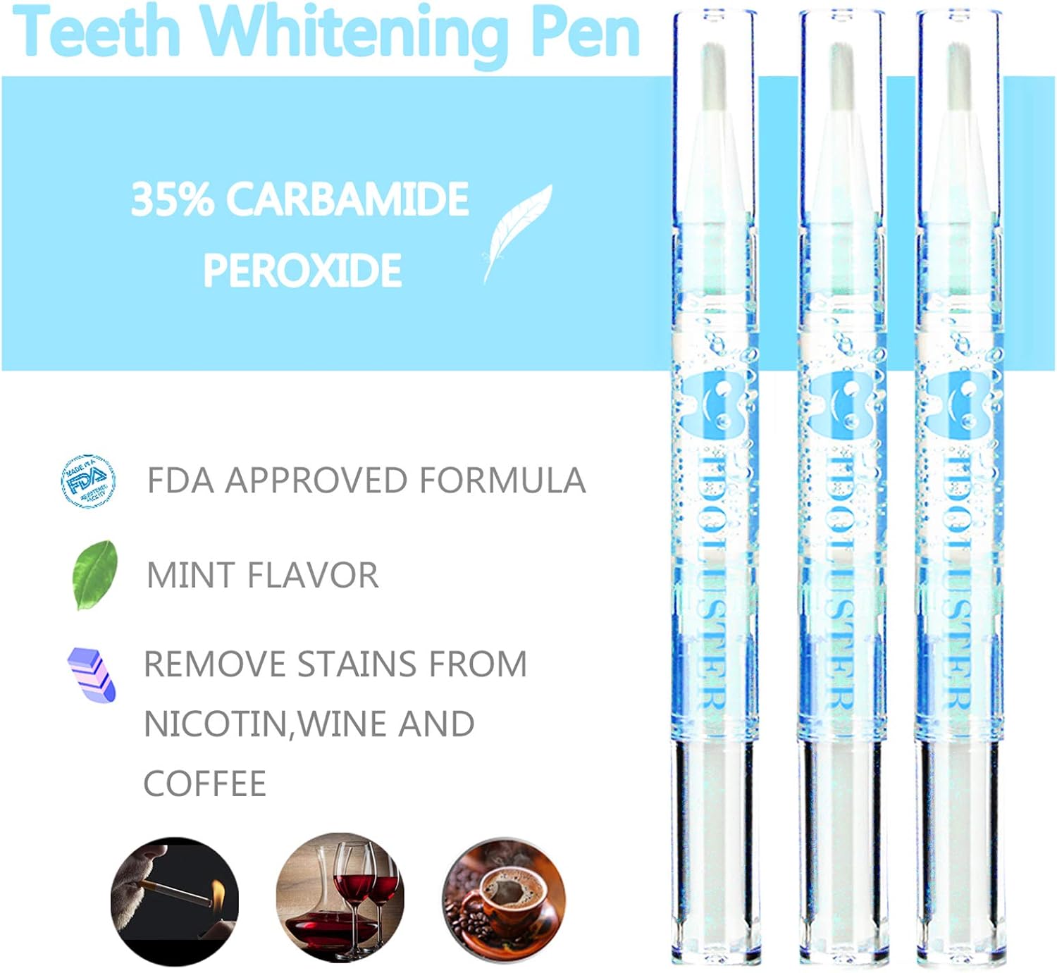 Bolígrafos blanqueadores de dientes, paquete de 3 bolígrafos de gel para blanquear los dientes, paquete de 3 bolígrafos de gel desensibilizante, 1
