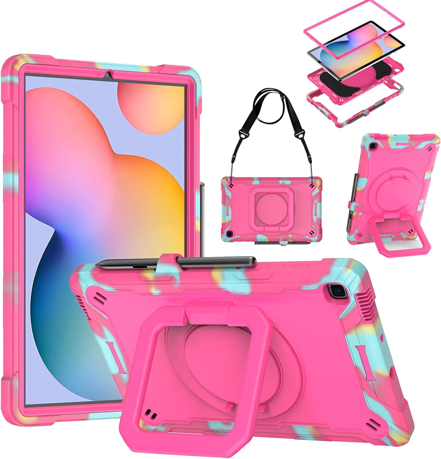 DETUOSI Funda para Samsung Galaxy Tab S6 Lite de 10.4″ 20202022 (modelo SM-P610P615P613P619) con soporte para bolígrafo, resistente a prueba de