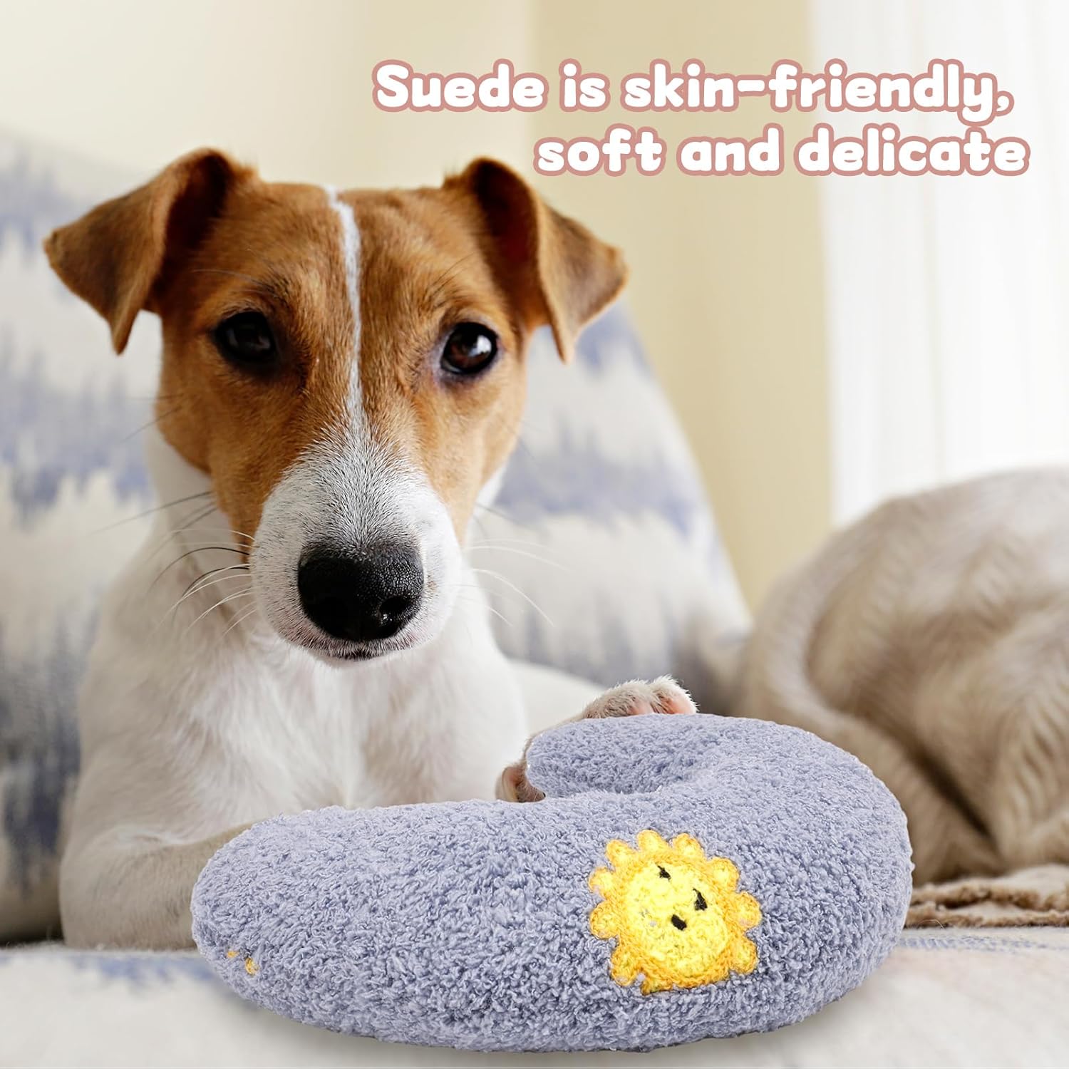3 almohadas calmantes para perros y gatos pequeños, almohadas suaves y esponjosas para cama de perro, almohada en forma de U para aliviar la
