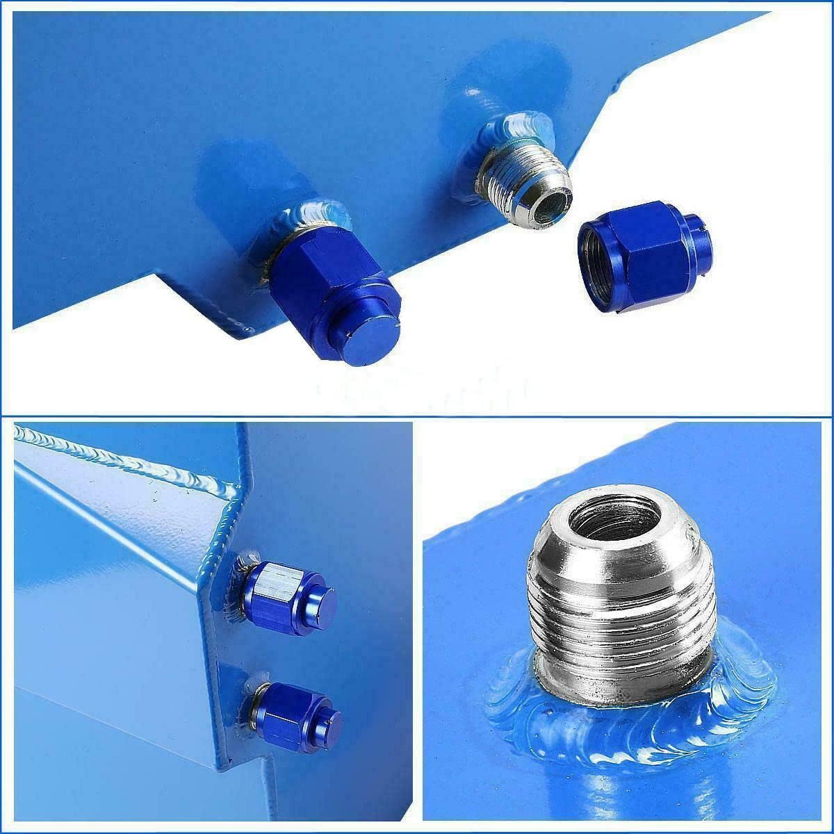 MOTORHOT Universal 20 galones 80L tanque de combustible de aluminio para caja de camión pulido Racing Street Drift Strip con nivel remitente azul