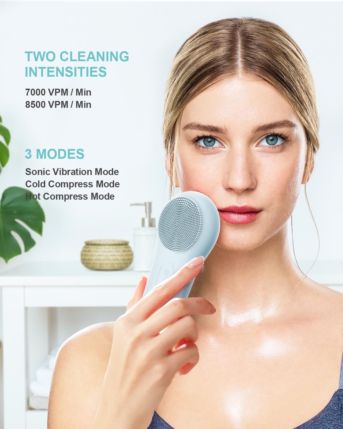 EZBASICS Cepillo de limpieza facial, limpiador facial impermeable, cepillo facial para hombres y mujeres, cepillos faciales recargables para