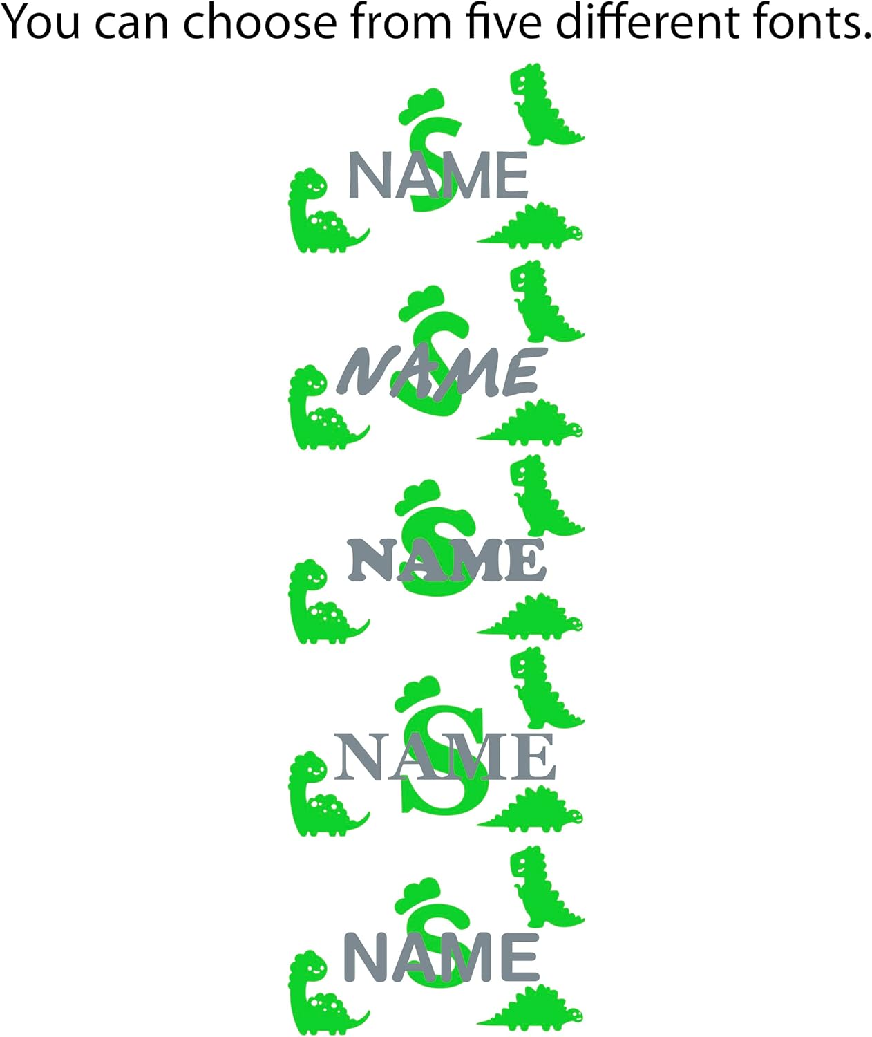 Dinosaurs Initials Custom Name Decals for Walls – Kids Decal Name Personalized Sticker with Baby Name and Initial with Crown – Custom Wall Lettering