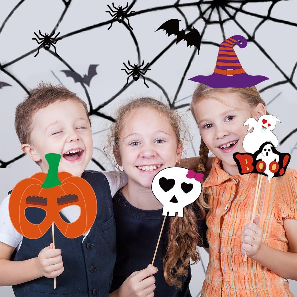 Kuuqa Kit de 38 piezas de utilería para sesión fotográfica en cabina de Halloween, decoración de fiesta de Halloween