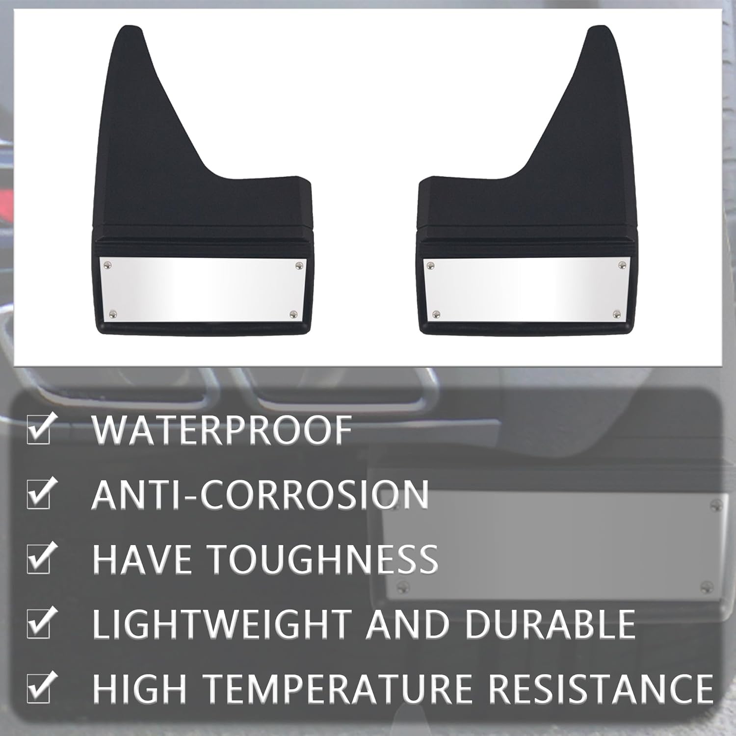 2 solapas de barro para automóvil, protector contra salpicaduras resistente con reflector nocturno, protectores universales para barro para