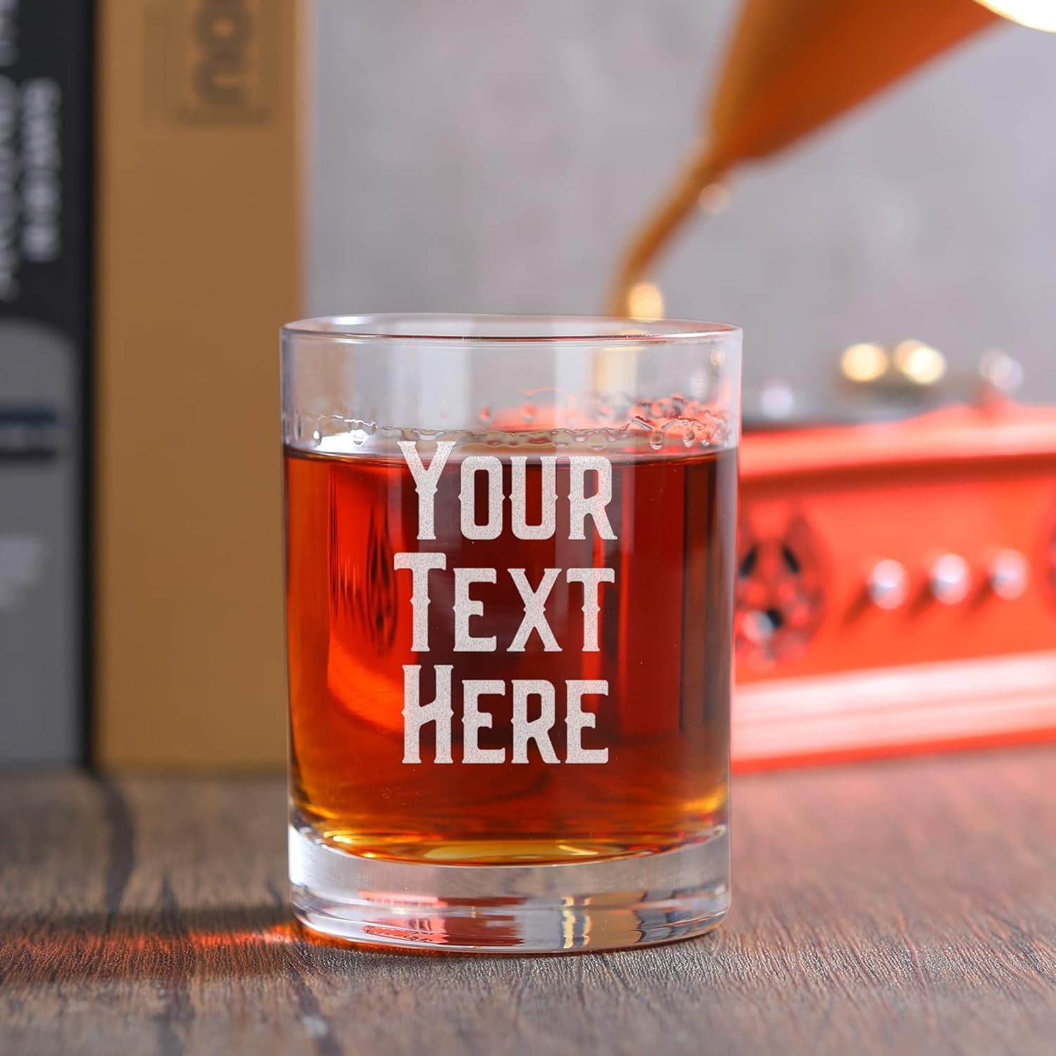 Vaso de whisky personalizado grabado con tu texto personalizado, vidrio personalizado de 12 onzas para cócteles o bourbon