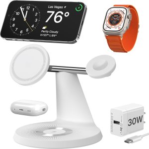 QTlier Cargador 3 en 1 para MagSafe, estación de carga inalámbrica para Apple, compatible con cargador MagSafe para iPhone 15, 14, 13, 12, AirPods QTlier Cargador 3 en 1 para MagSafe, estación de carga inalámbrica para Apple, compatible con cargador MagSafe para iPhone 15, 14, 13, 12, AirPods