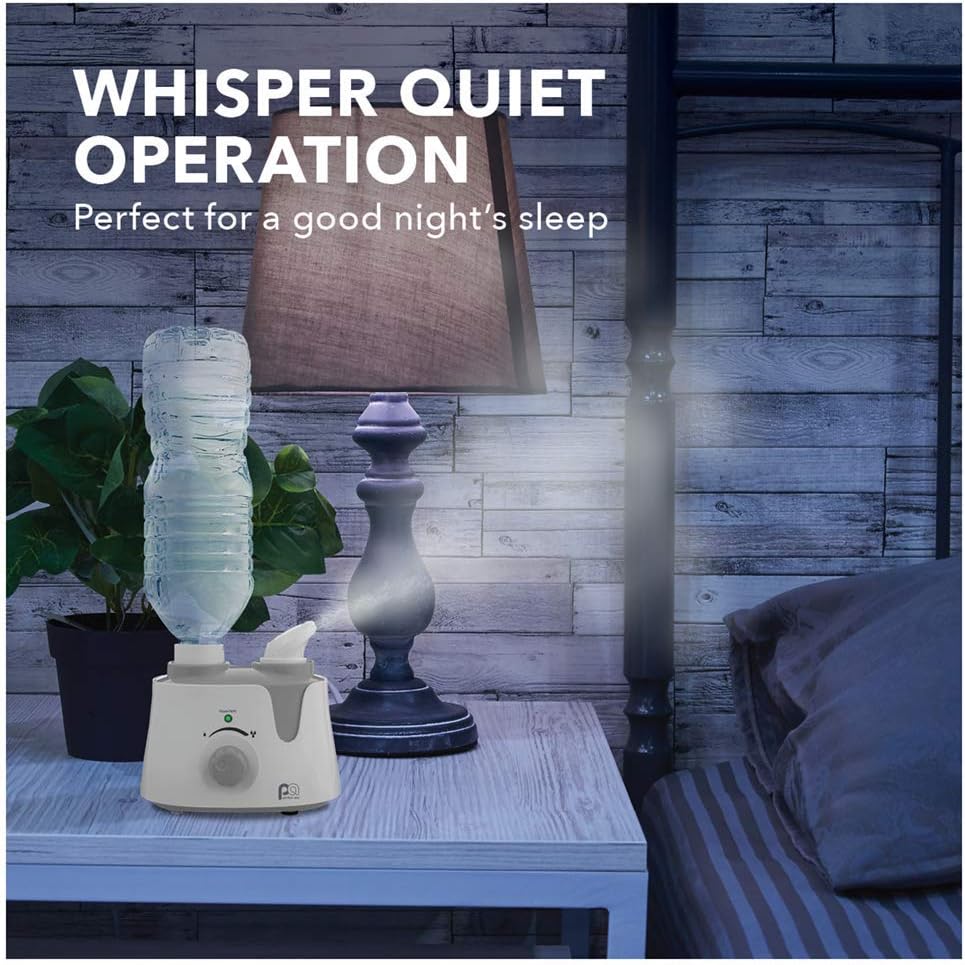 PerfectAire PAU1 Humidificador ultrasónico personal de niebla fría con adaptador de botella de agua para habitaciones pequeñas, viajes, oficinas y