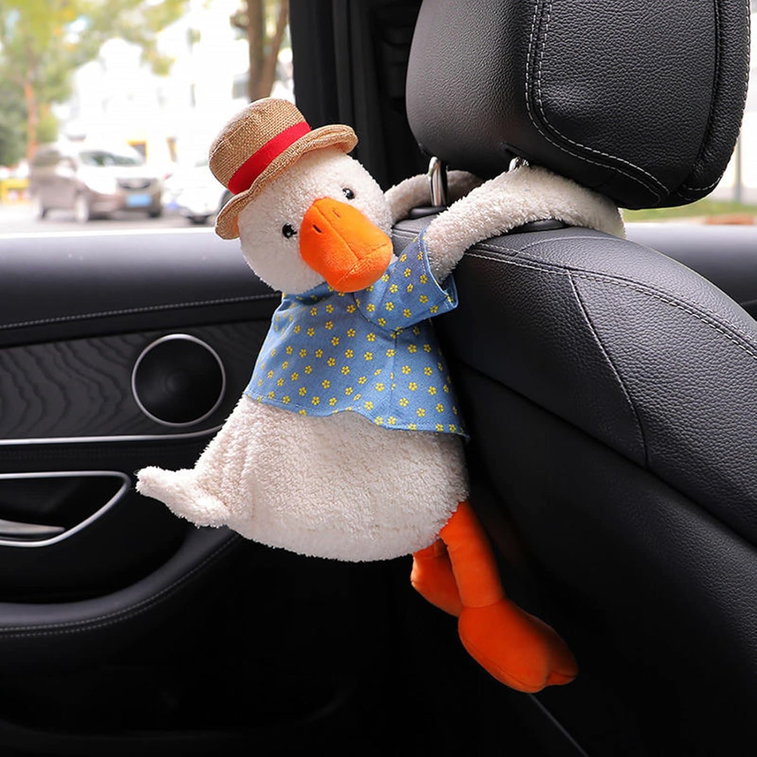 Soporte de pañuelos de felpa para automóvil, cajas Kleenex para automóvil, dispensador de pañuelos de pato lindo para automóvil, soporte para