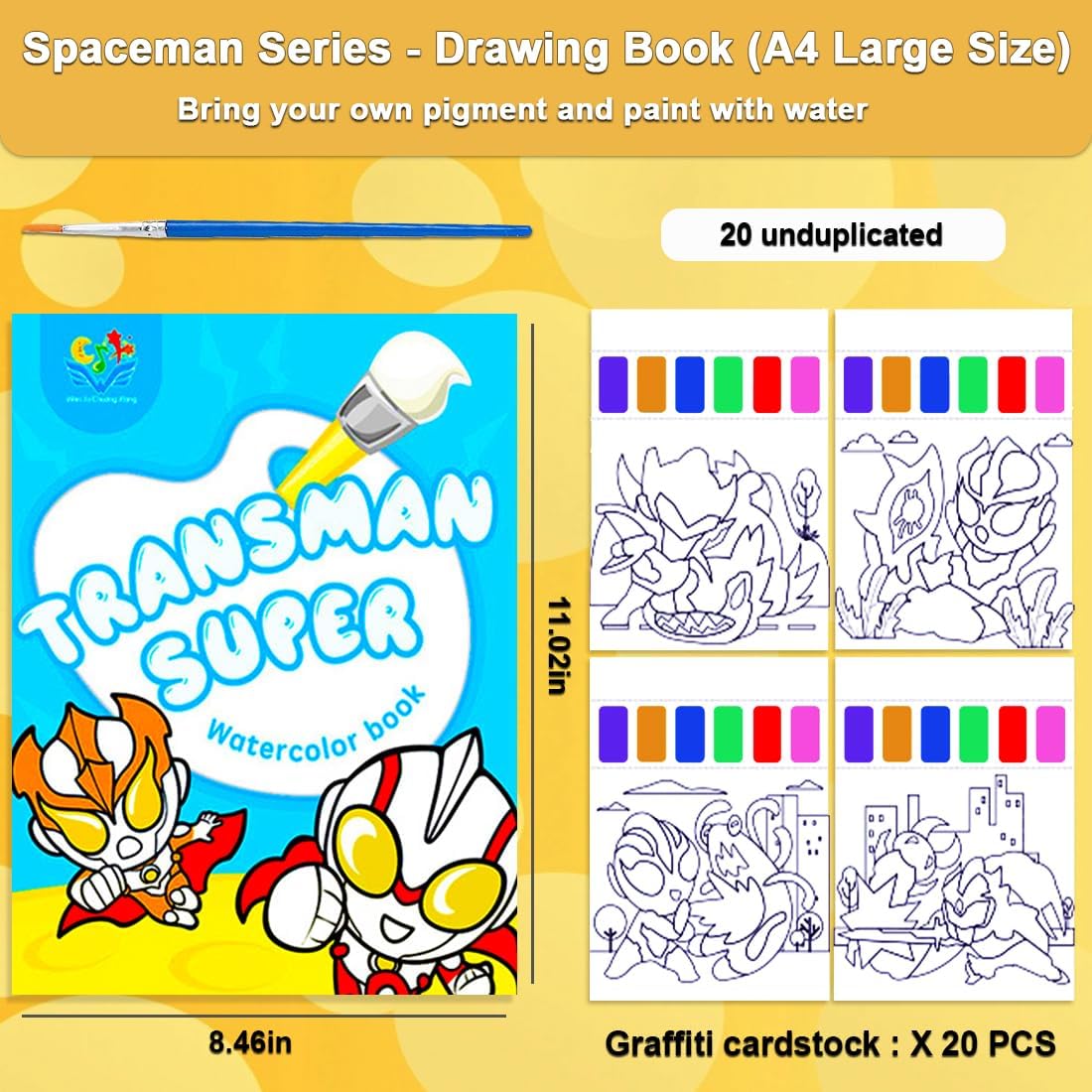 YXOTJHS Juegos de pintura de acuarela para niños, pintura grande con libros de agua, libros de acuarela para colorear para niños de 4 a 8 años,