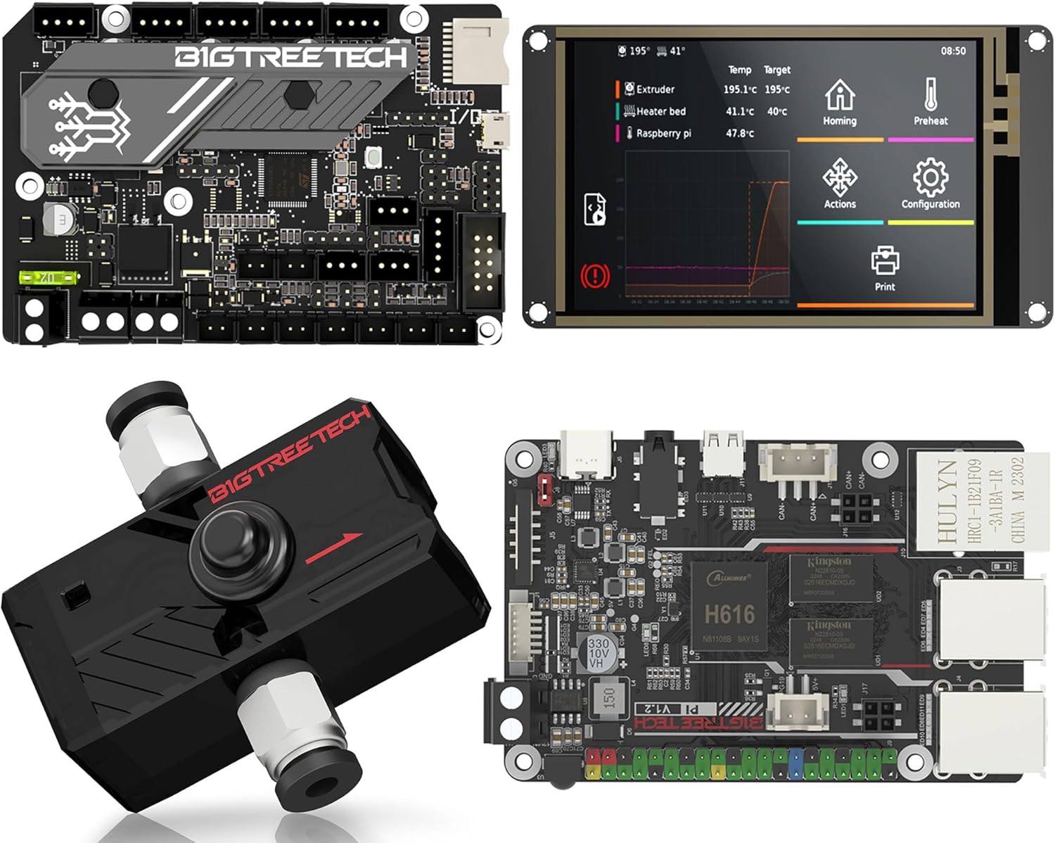 BIGTREETECH SKR Mini E3 V3.0 + BTT Pi V1.2 + TFT35 SPI V2.1 + SFS V2.0 Kit para impresora FDM 3D actualización Klipper Firmware para Ender-3,