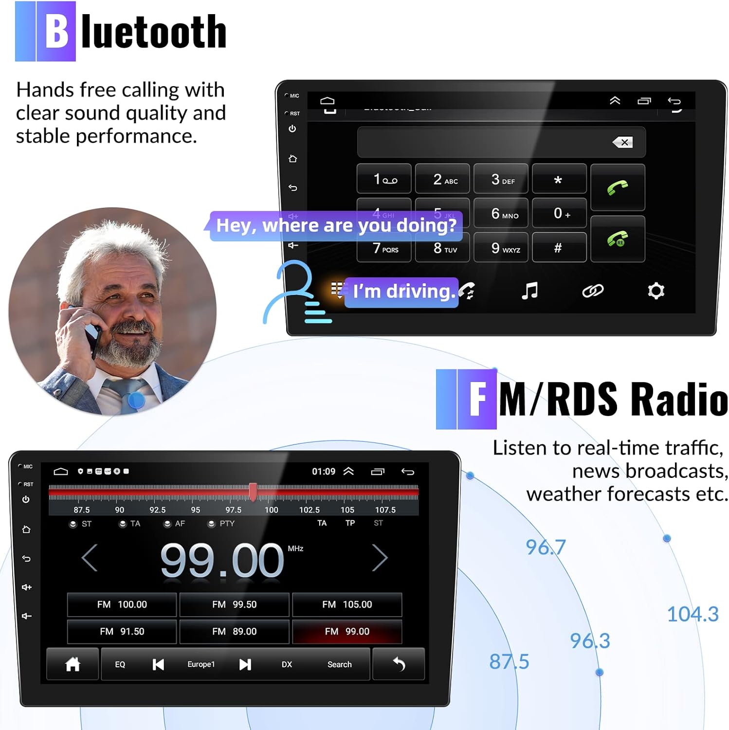 Para Hyundai Elantra 2011-2013 Android 13 Estéreo de coche con Apple Carplay Android Auto, 9 pulgadas pantalla táctil Radio coche con navegación GPS