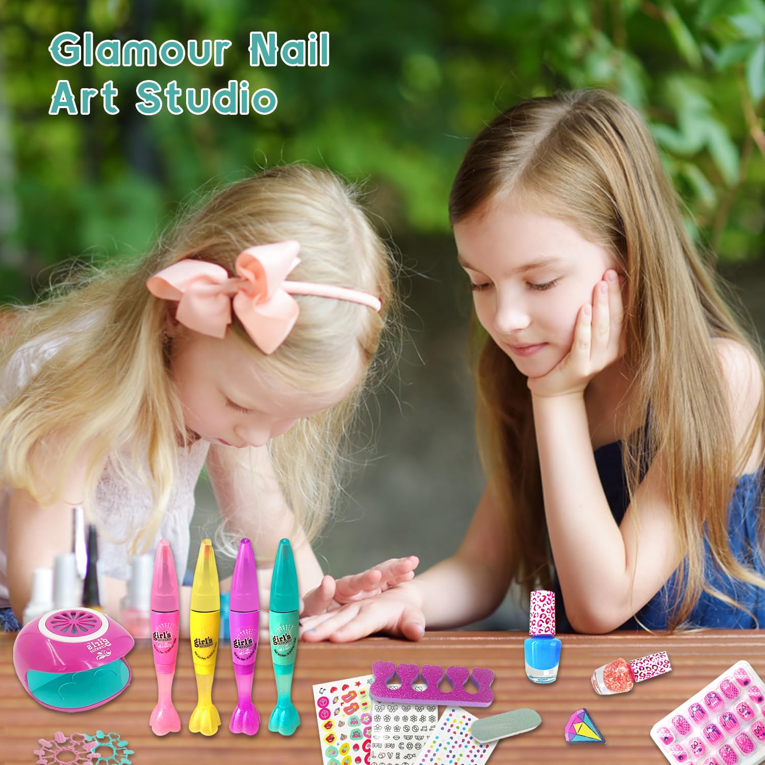Juego de esmaltes de uñas para niñas, regalo para niñas, kit de uñas para niños de 7 a 12 años, juego de esmalte de uñas no tóxico con secador de