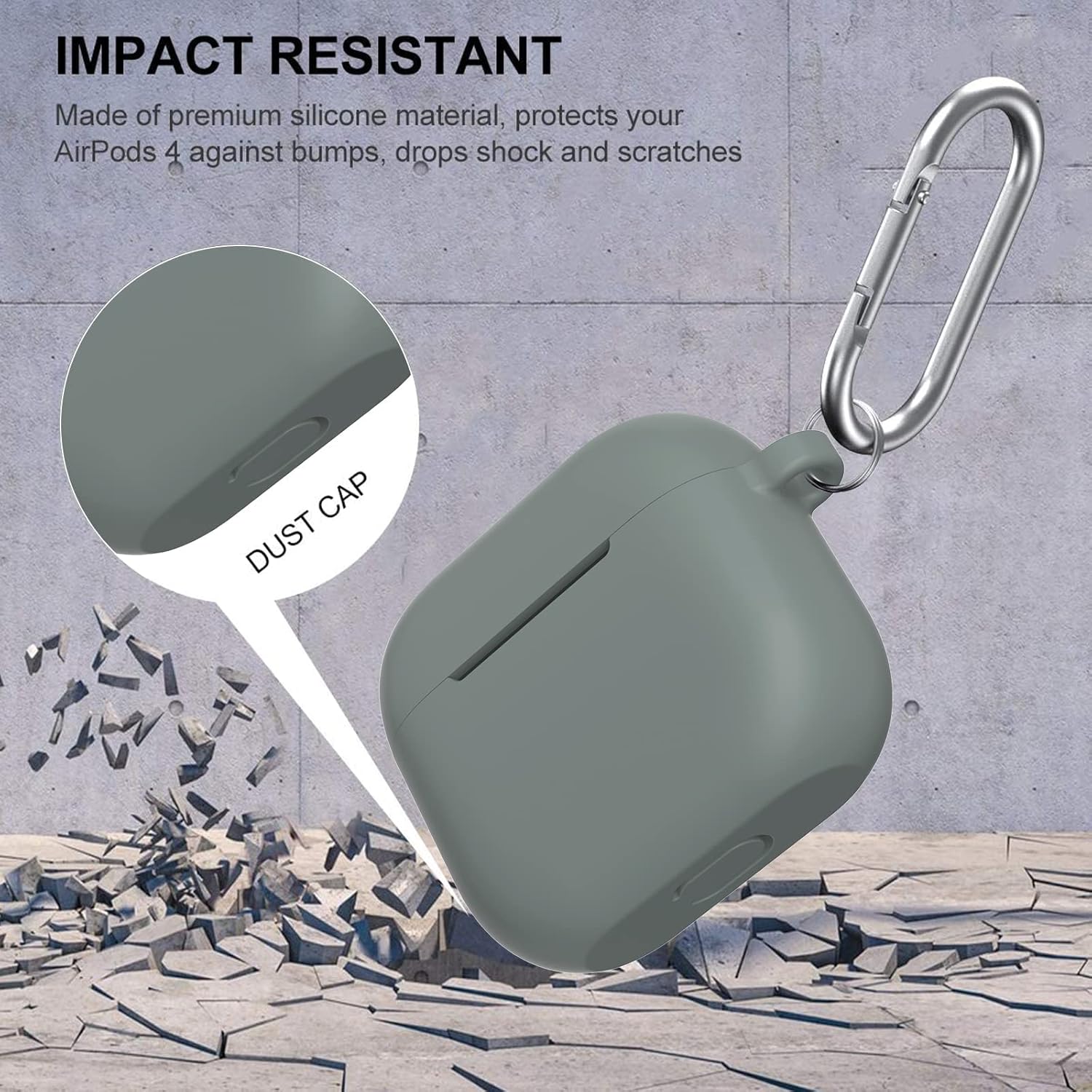 Funda protectora de silicona compatible con AirPods 3 para Airpods de tercera generación 2021 (LED frontal visible), color gris espacial