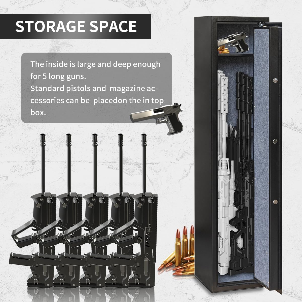 xhlokk Rifle Gun Safes for Home, Quick Access 5-6 Gun Storage Cabinet for Rifles Shotguns and Pistols, Heavy Duty Anti-Theft Gun Safes Cabinets,
