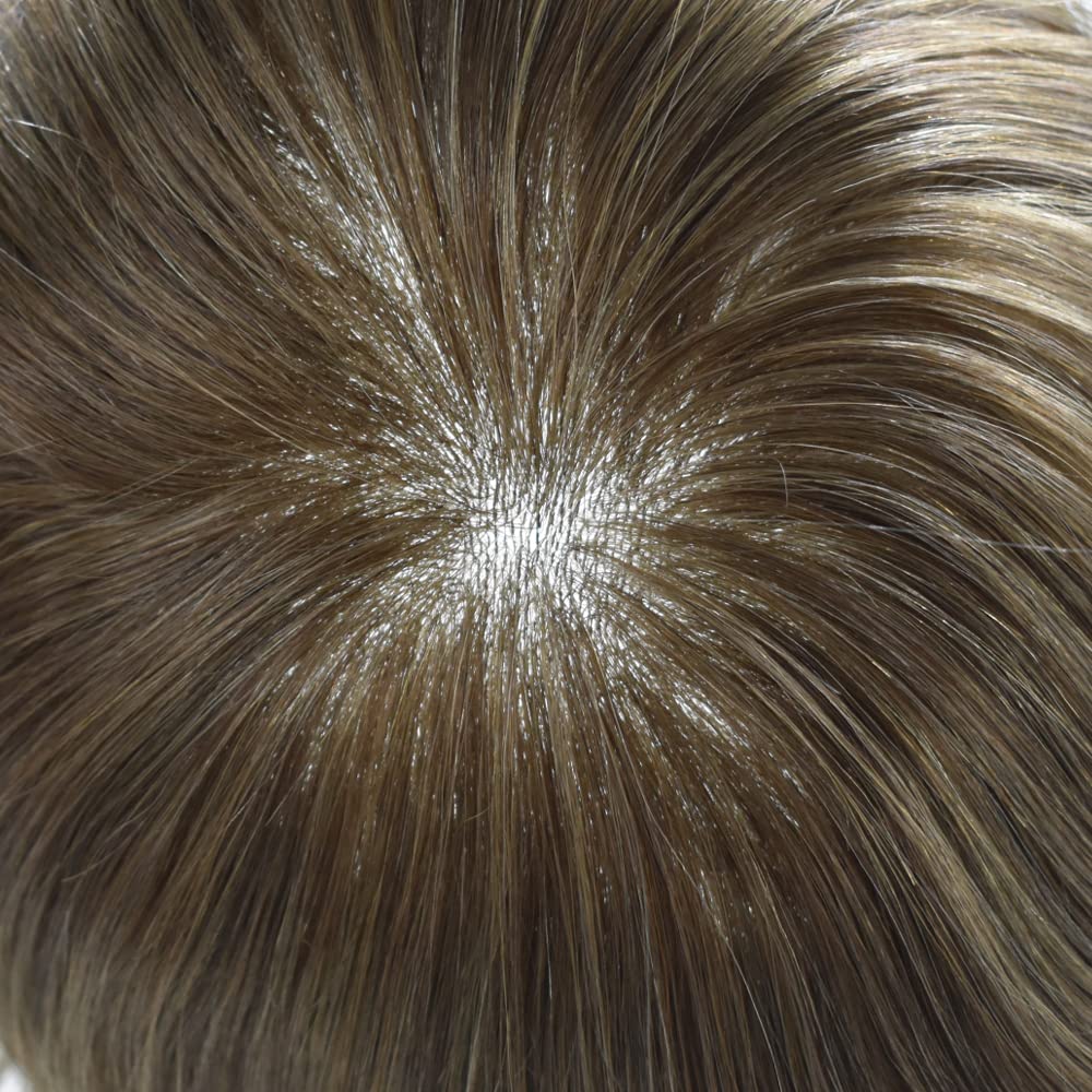Toupee – Pieza de cabello humano real para hombres, sistema de reemplazo de cabello de piel de polietileno para hombres, piezas de cabello V-loop