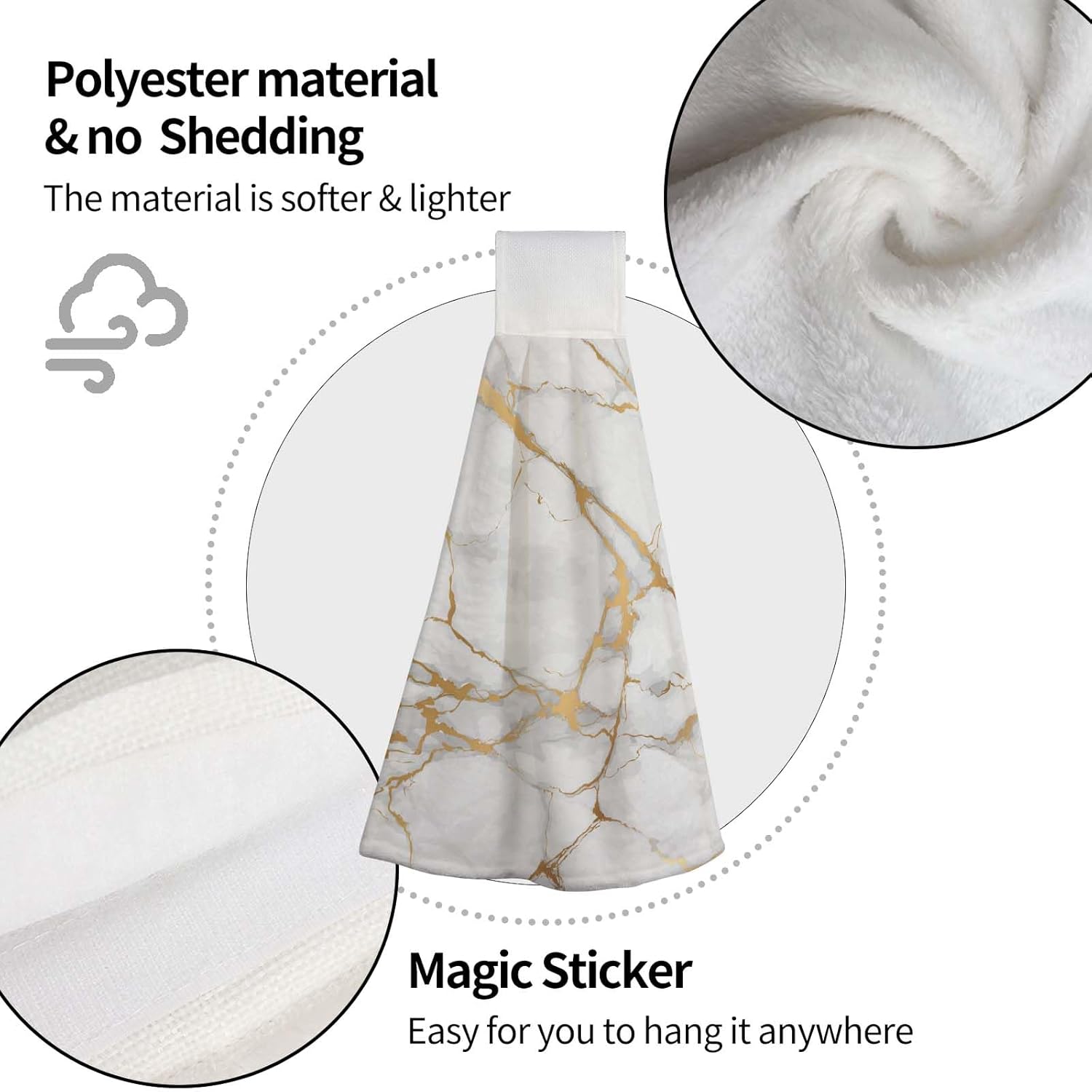 Toalla de mano de cocina con diseño de mármol blanco, 2 toallas de secado rápido, absorbentes, suaves al tacto, para decoración del hogar, cocina,