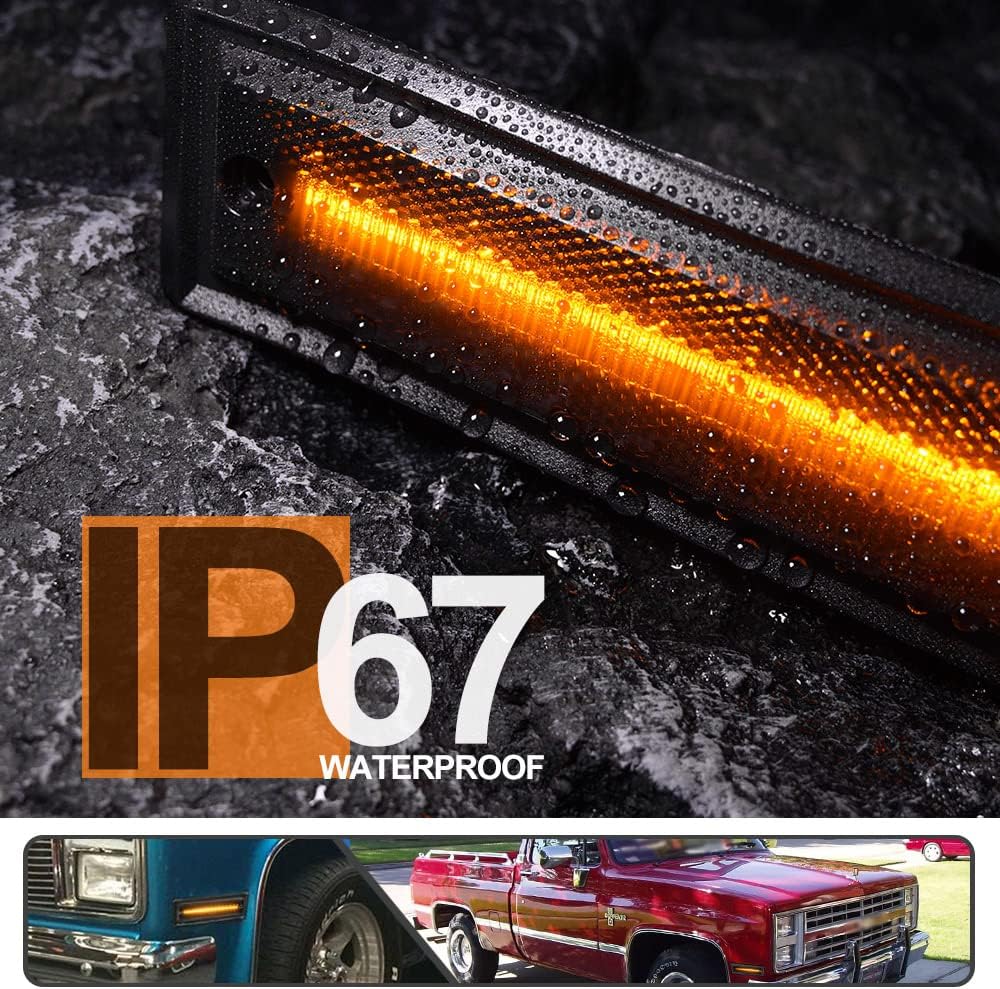 2 luces LED ámbar de marcador lateral para Chevy K5 Blazer GM CK RV Truck para GMC Jimmy 1984-1991 indicador de guardabarros delantero, luces