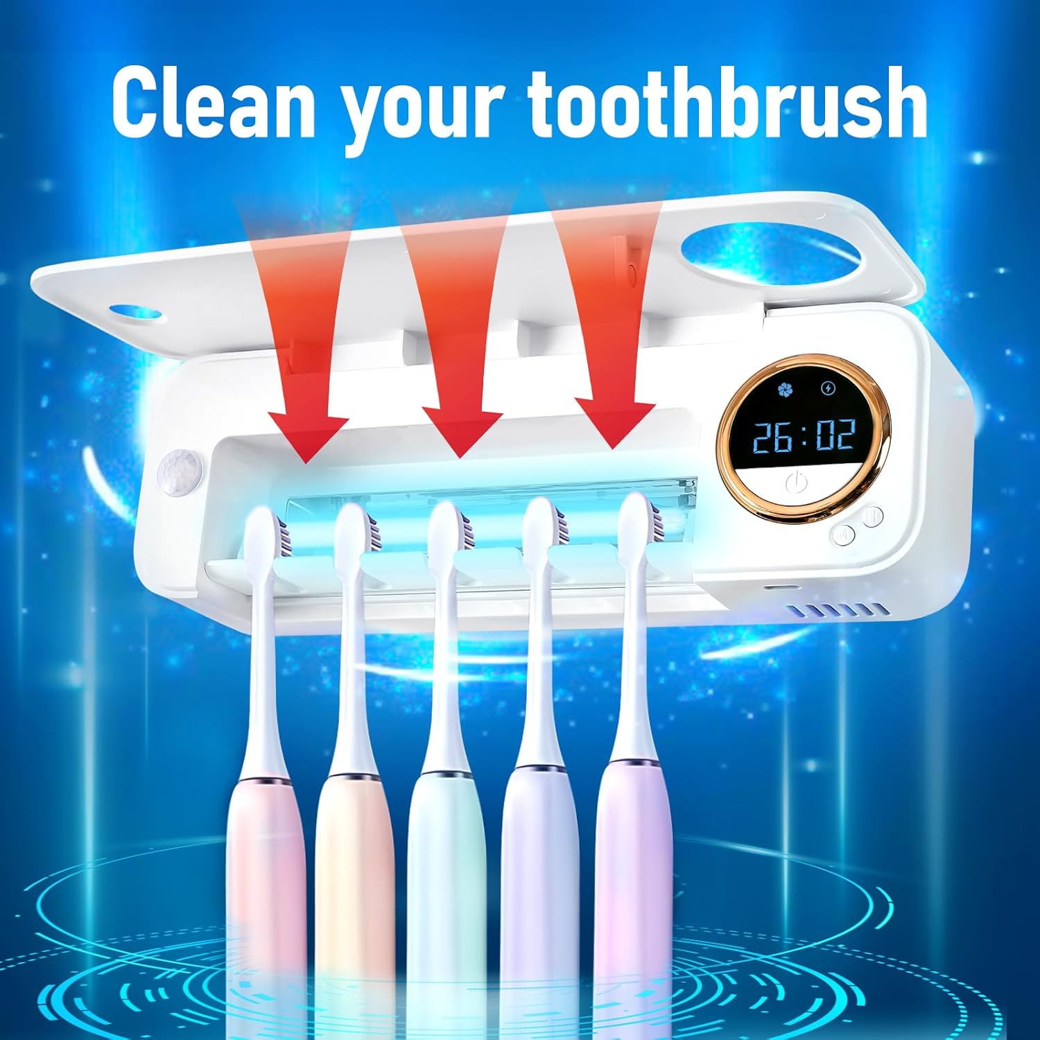 GFBEBDV Limpiador de cepillos de dientes y extrusora automática de pasta de dientes, limpiador de soporte para cepillos de dientes, secado y