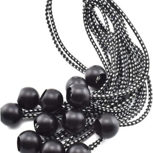 Cuerda elástica con bola, SDTC Tech de 10 pulgadas, paquete de 12 correas elásticas de amarre para tiendas de campaña, lonas, etc. – Negro Cuerda elástica con bola, SDTC Tech de 10 pulgadas, paquete de 12 correas elásticas de amarre para tiendas de campaña, lonas, etc. – Negro
