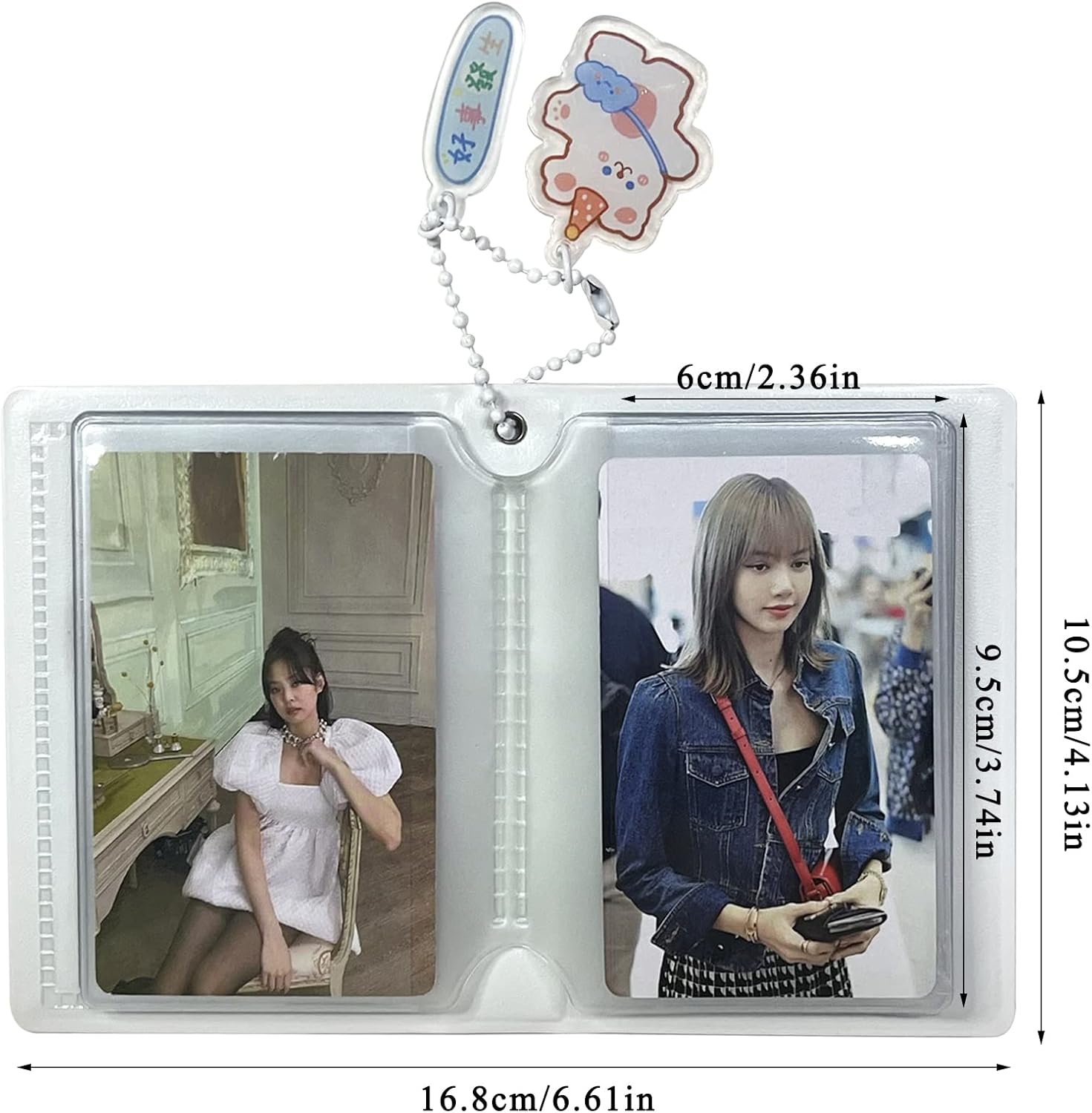 Portatarjetas para tarjetas de fotos, mini álbum de fotos, 40 bolsillos, 3 pulgadas, tarjetero con diseño de corazón, mini álbum hueco (blanco)