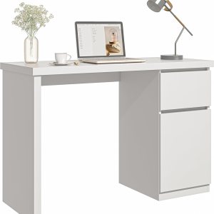 Escritorio para computadora con cajones, escritorio de trabajo de madera de 43 pulgadas, escritorio de computadora para oficina en casa, estación de Escritorio para computadora con cajones, escritorio de trabajo de madera de 43 pulgadas, escritorio de computadora para oficina en casa, estación de