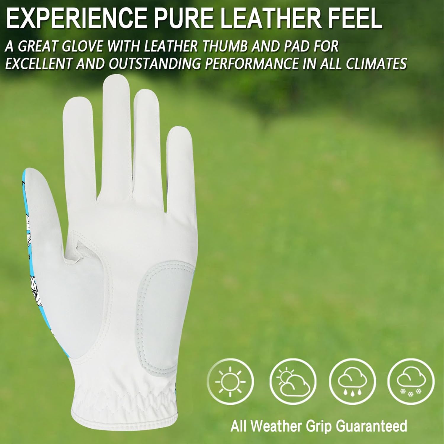 FINGER TEN Guantes de golf para mujer, mano izquierda y derecha, de cuero, con marcador de bola, guantes de colores para mujeres diestras y zurdas,