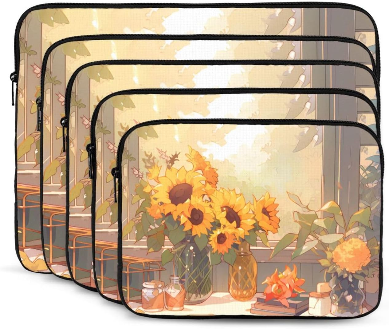 Funda para computadora portátil de 12 pulgadas, a prueba de golpes, resistente al agua, para viajes de negocios y uso diario, girasoles debajo del