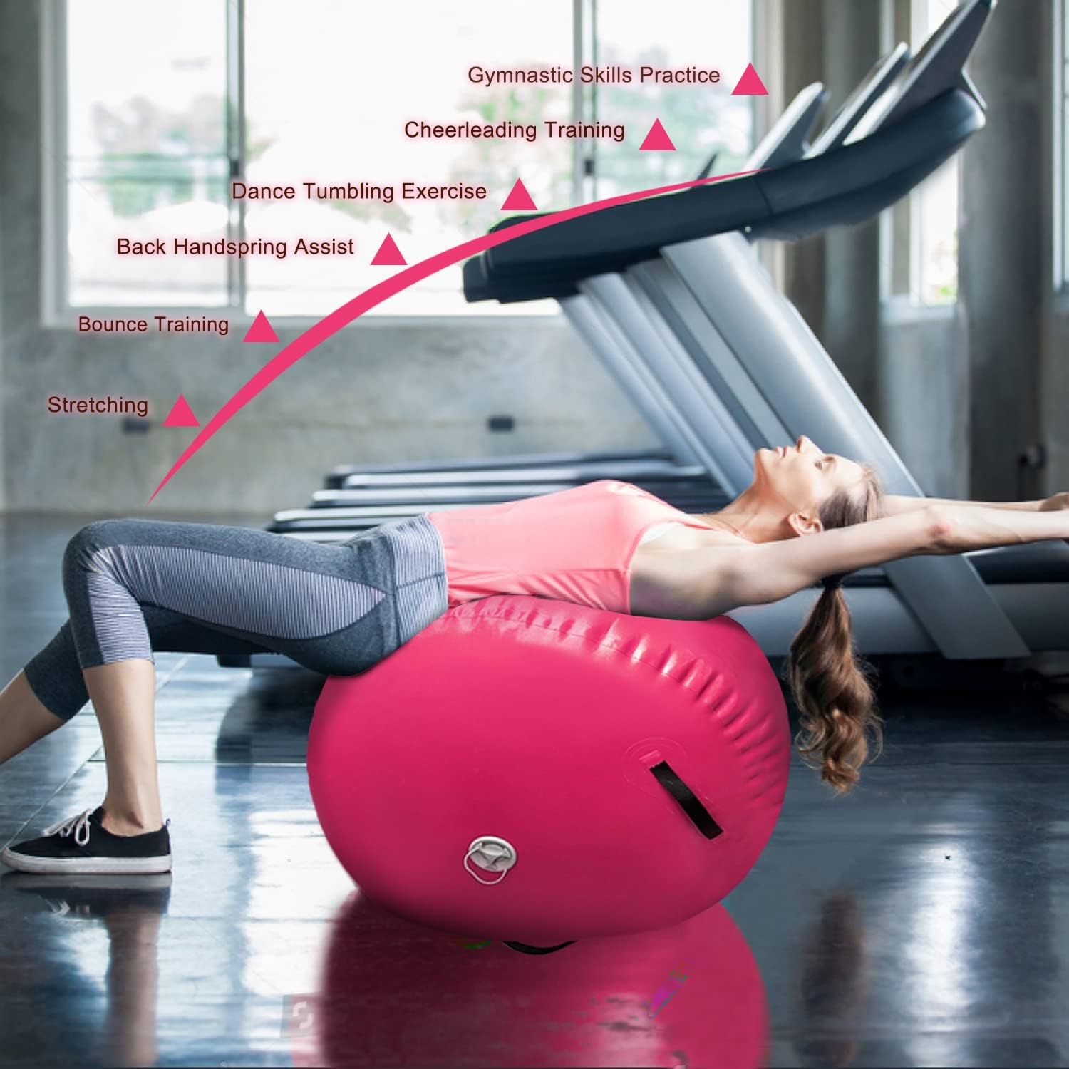 Air Barrel – Colchoneta inflable para gimnasia con resorte de espalda, equipo de gimnasia para uso doméstico, entrenamiento de gimnasio, ejercicio