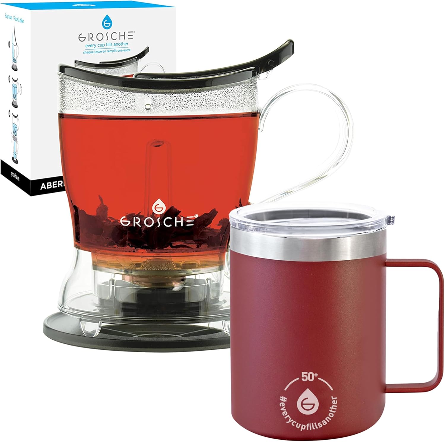 GROSCHE Aberdeen – Tetera con infusor de té y cafetera inteligente, sin BPA, fácil de limpiar, fácil de limpiar, elaboración de hojas sueltas,