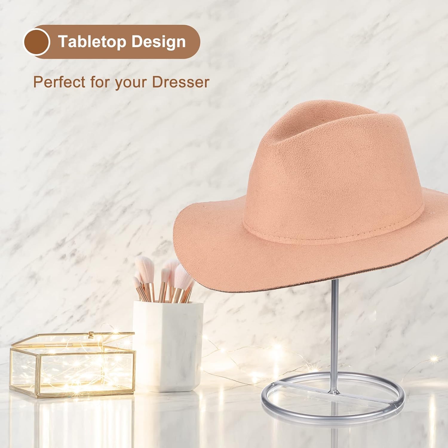 uxcell Soporte de exhibición de metal para sombreros, paquete de 2 unidades para sombrero de mesa y soporte para peluca para gorra de béisbol,