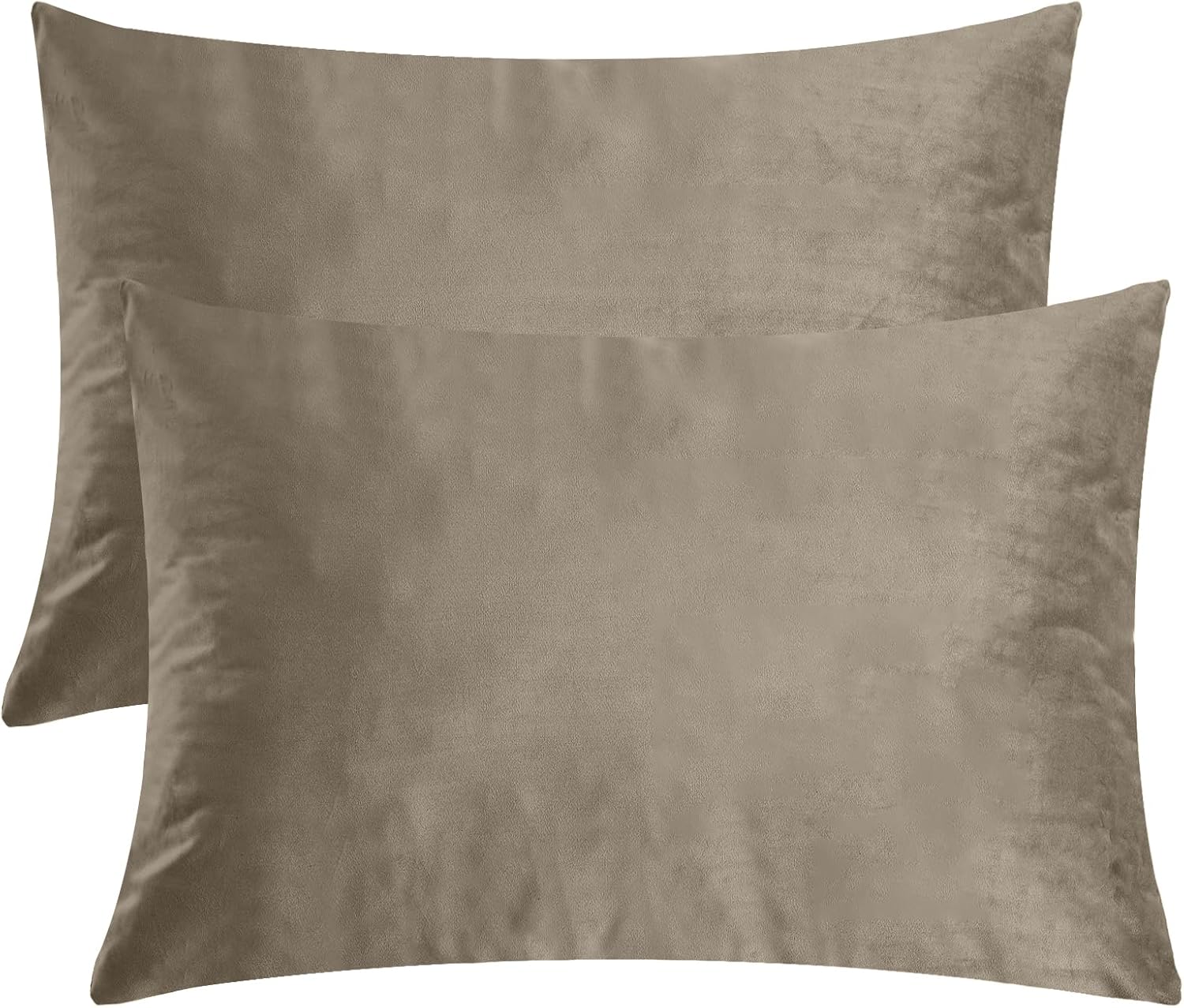 StangH Juego de 2 fundas de almohada de terciopelo suave para cabello y piel, tamaño Queen (beige camello, 20 x 30 pulgadas), fundas de almohada