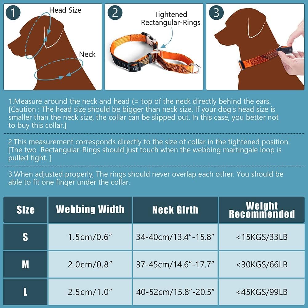 Collar de Martingala colorido para entrenamiento de perros, collar reflectante seguro y humano para entrenamiento sin tirones, caminar, anillo en D