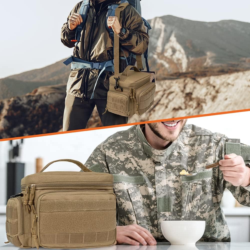 opux Lonchera táctica para hombres, bolsa de almuerzo aislada para hombres y adultos, hielera grande y suave con bolsillos laterales de malla Molle,