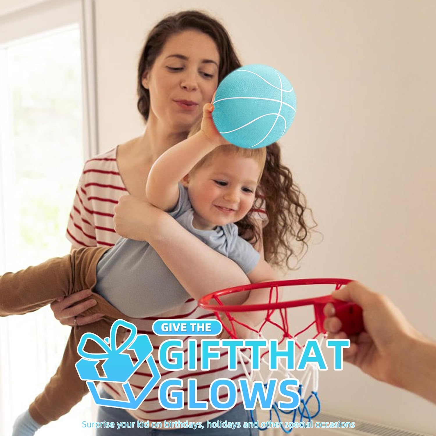 Mini baloncesto que brilla en la oscuridad con bomba (6 pulgadas, paquete de 4), mini baloncesto brillante para aro de interior y exterior, pequeñas
